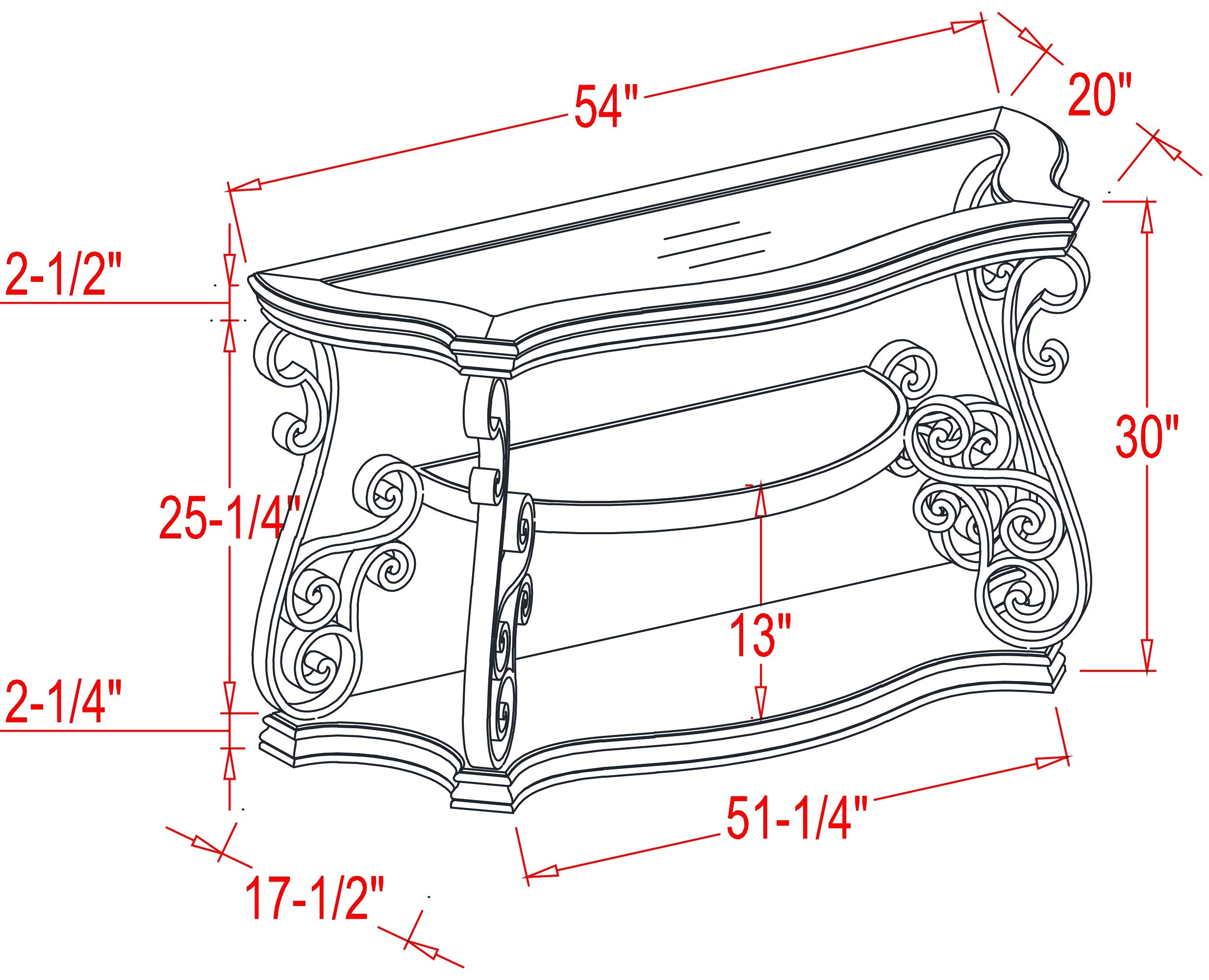 Danxee Traditional Console Table with Glass Top, Storage Shelf & Metal Legs - Entryway Hallway Sofa Table for Living Room, Bedroom, or Office Decor
