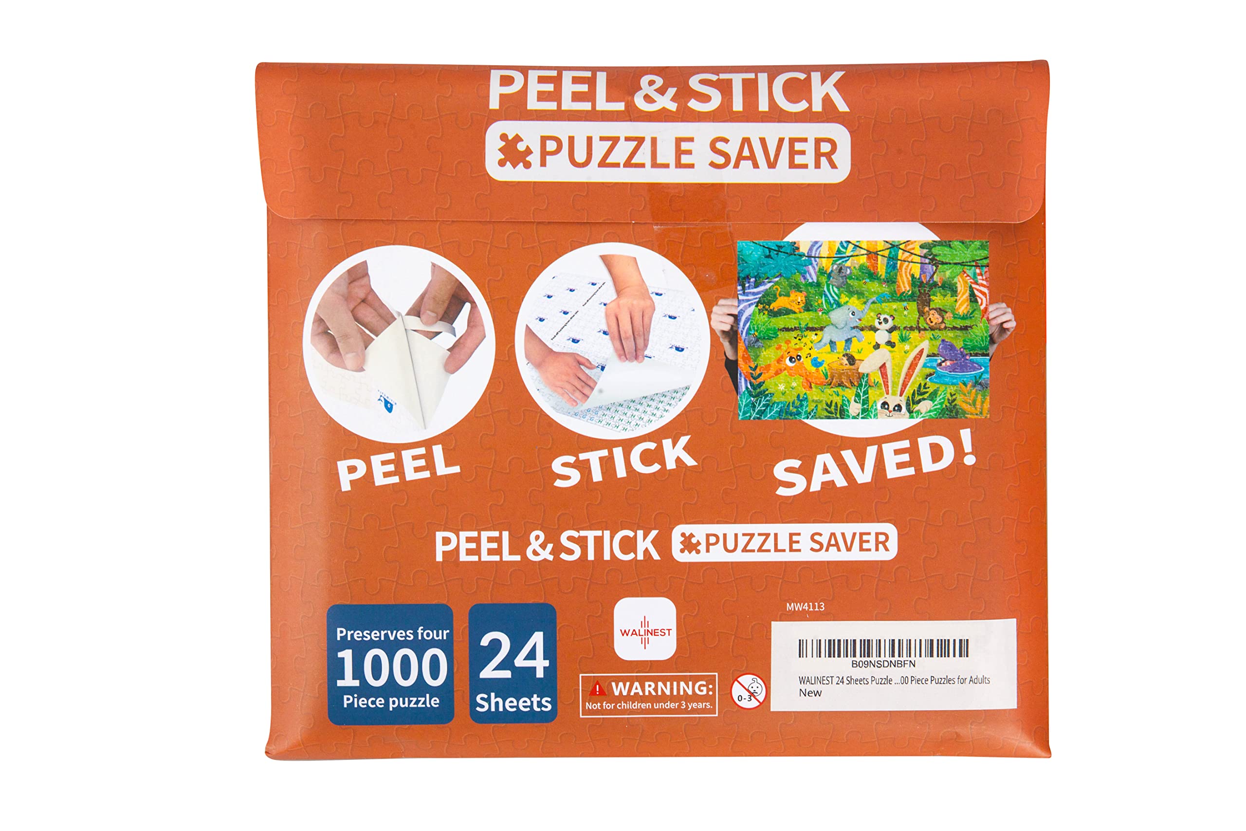 24-Piece Puzzle Glue Sheets Kit - No Mess Puzzle Saver & Frame for 1000-Piece Puzzles | Preserve Finished Puzzles for Display | Perfect for Adults & Large Puzzle Enthusiasts | WALINEST