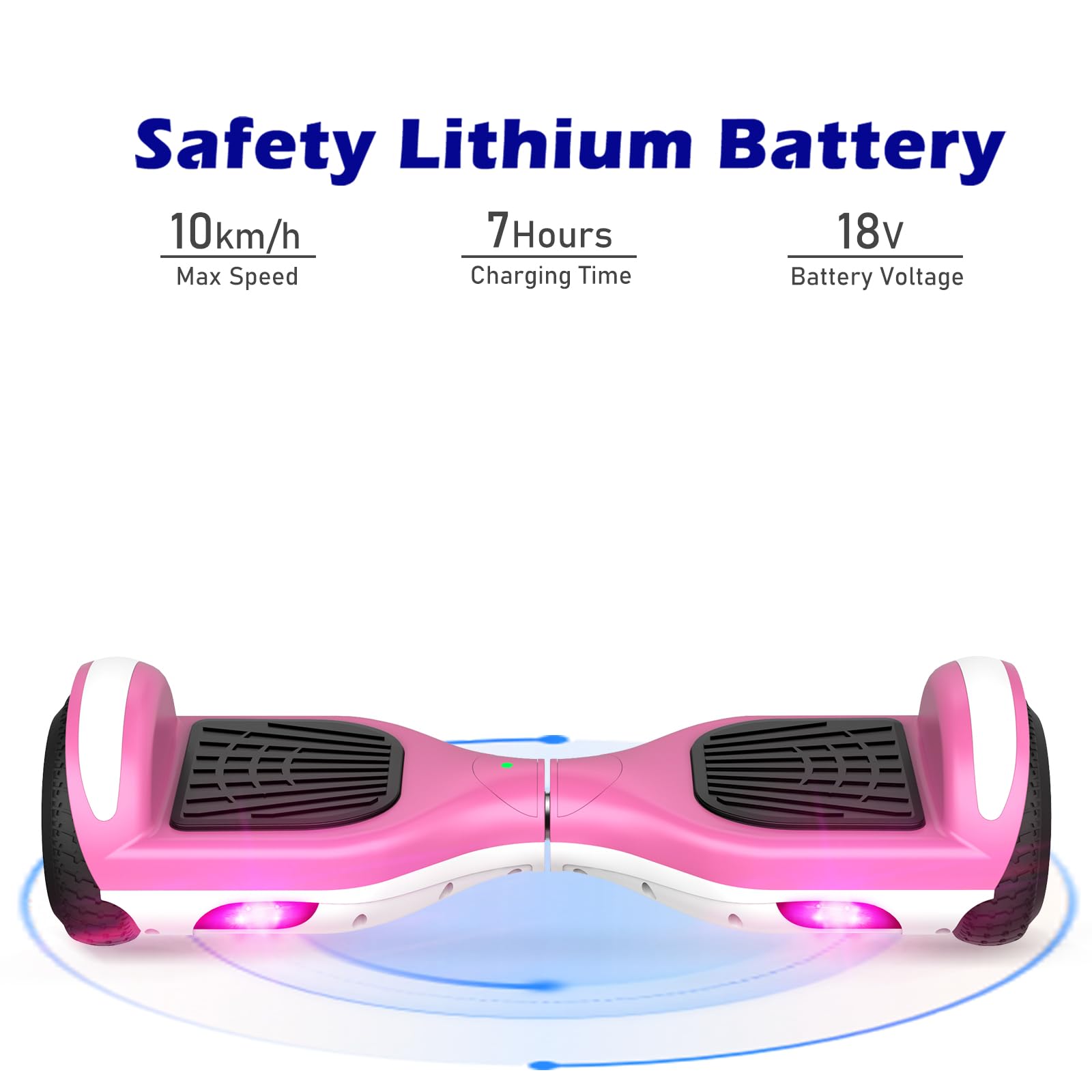 6.5 Inch Self-Balancing Hoverboard Scooter with Bluetooth Speaker & LED Lights - Electric Hover Board for Kids Ages 6-12 - Perfect for Indoor/Outdoor Riding, Commuting & Fun Activities