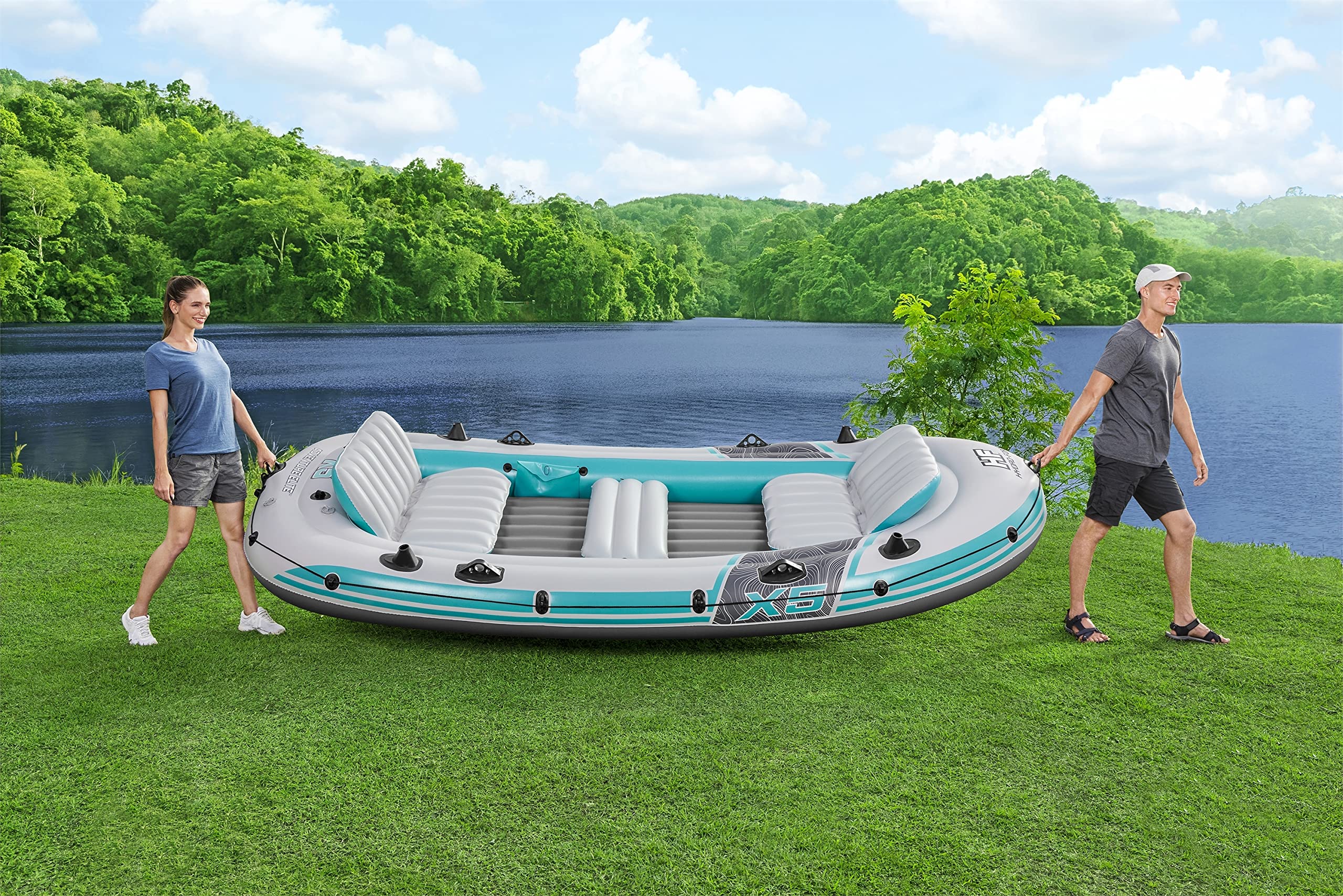 Bestway Hydro-Force Inflatable Raft Set - 2-3 Person Inflatable Boat for Kids & Adults | Durable PVC Material with Oars & Pump | Perfect for Fishing, Swimming & Water Adventures in Ponds, Lakes & Rivers