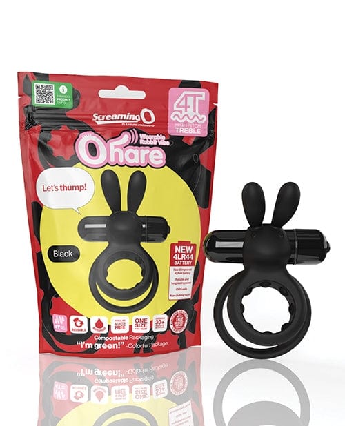 Screaming O 4T Ohare Vibrating Cock Ring - Black Pleasure Ring for Enhanced Performance & Couples Play - Perfect for Romantic Nights & Spicing Up Your Relationship