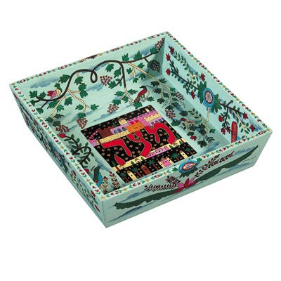 Wooden Matzah Plate & Tray Set for Passover - Handcrafted Yair Emanuel Oriental Design - Perfect for Seder Table & Holiday Celebrations