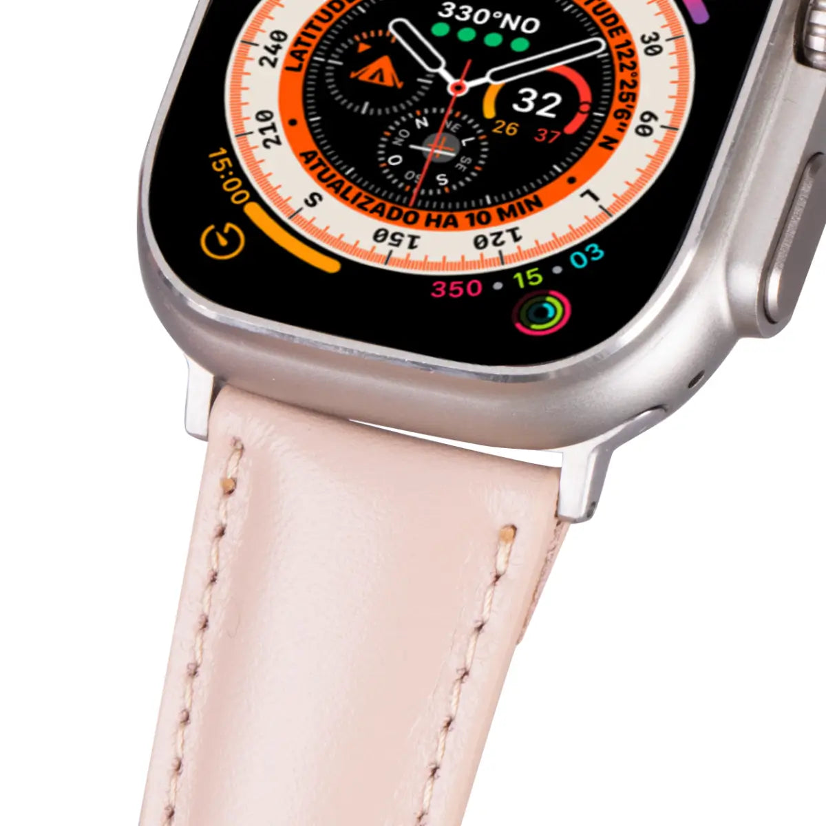 Soft Nude Pink Genuine Leather Apple Watch Band - Stylish & Comfortable for Women, Compatible with All Apple Watch Series - Perfect for Workouts, Office & Everyday Wear