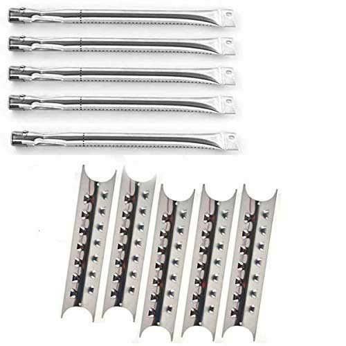 Brinkmann 810-9520-S 5 Burner BBQ Gas Grill Repair Kit - 5 Stainless Steel Burners & Heat Plates Replacement Parts for Outdoor Cooking, Grilling, and Backyard Parties