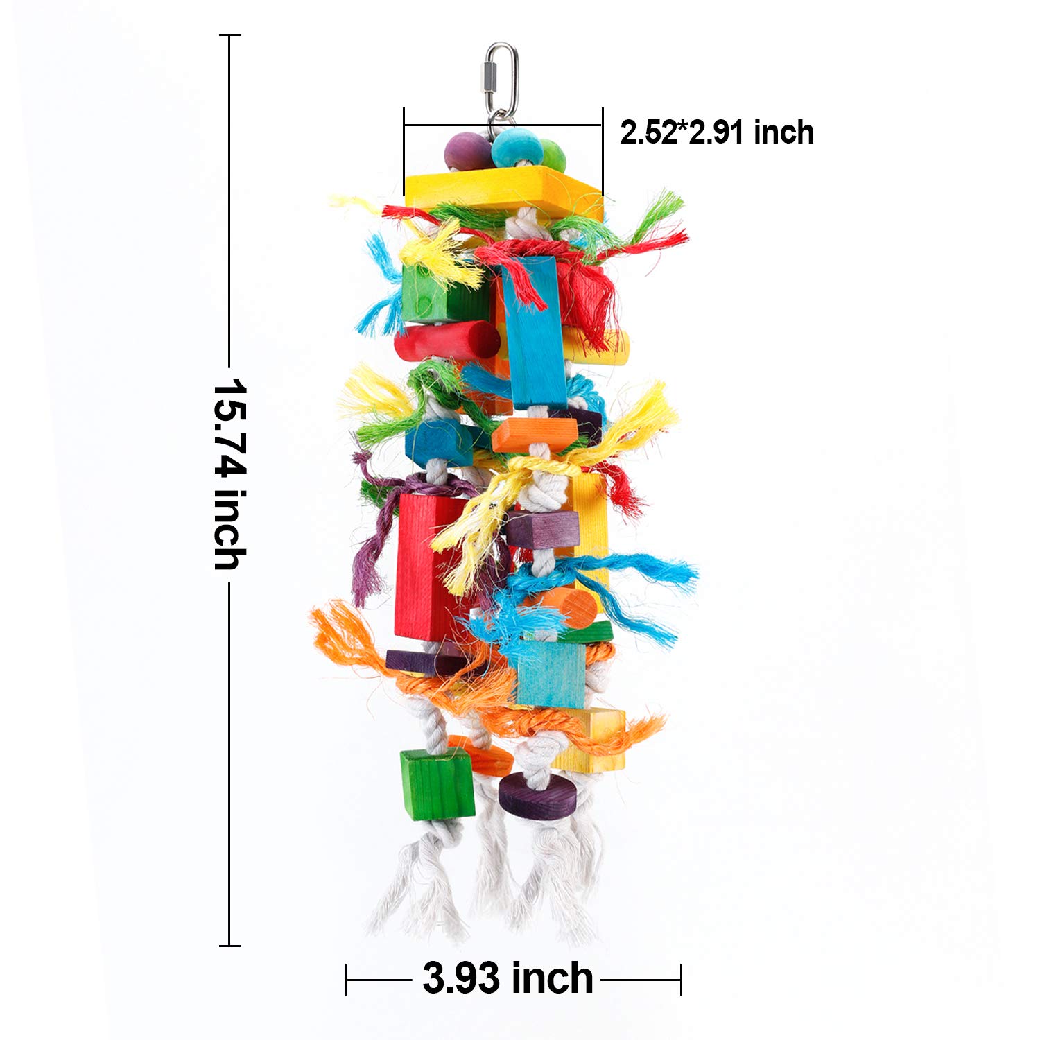 CRMADA Bird Toys for Parrots - Multicolored Wooden Chewing & Tearing Toys for African Grey, Cockatiel, Cockatoo & Medium Birds - Perfect for Cage Enrichment & Beak Exercise