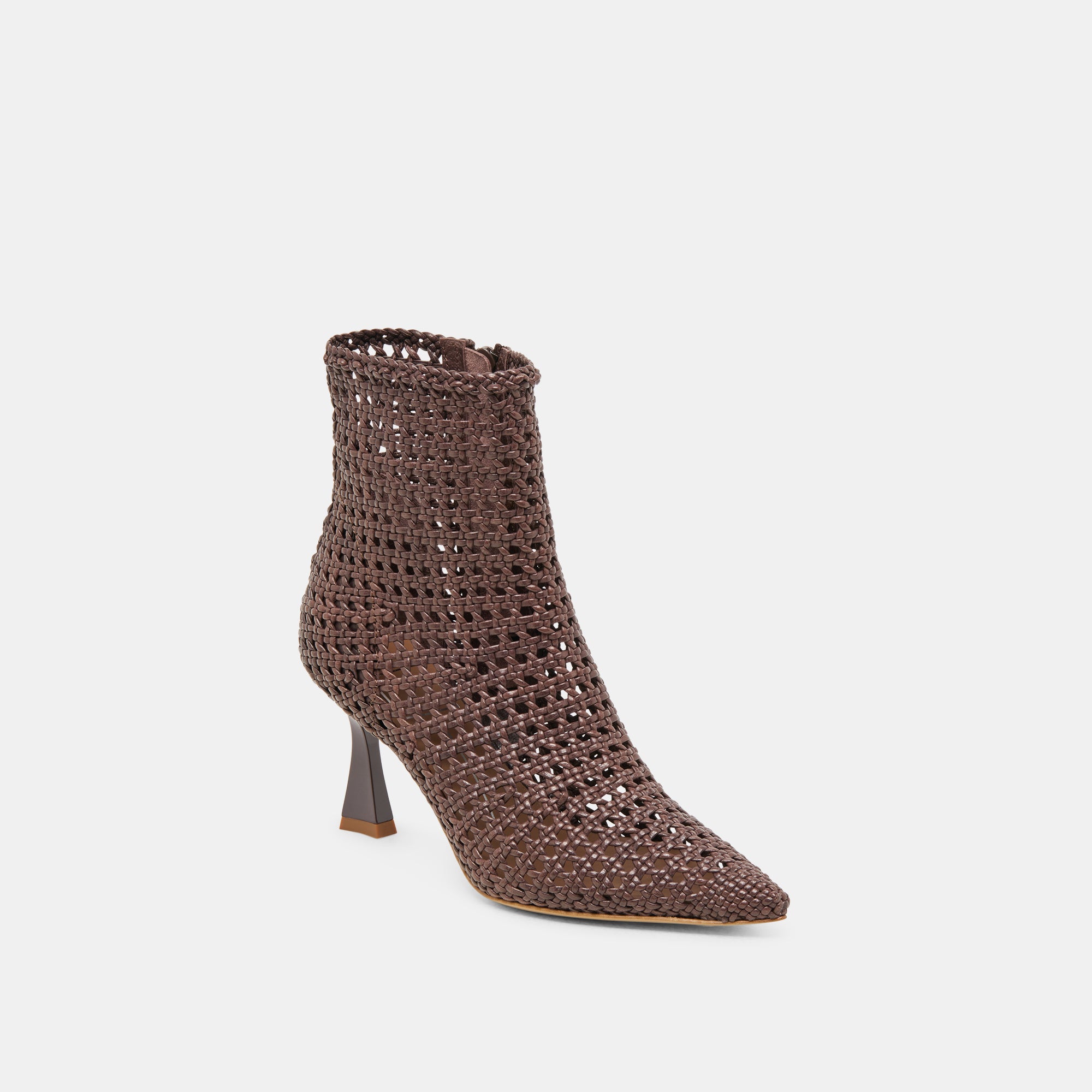 LONNI Women's DK Brown Woven Leather Booties - Comfortable Ankle Boots for Fall & Winter Fashion | Perfect for Office, Casual Outings & Date Nights