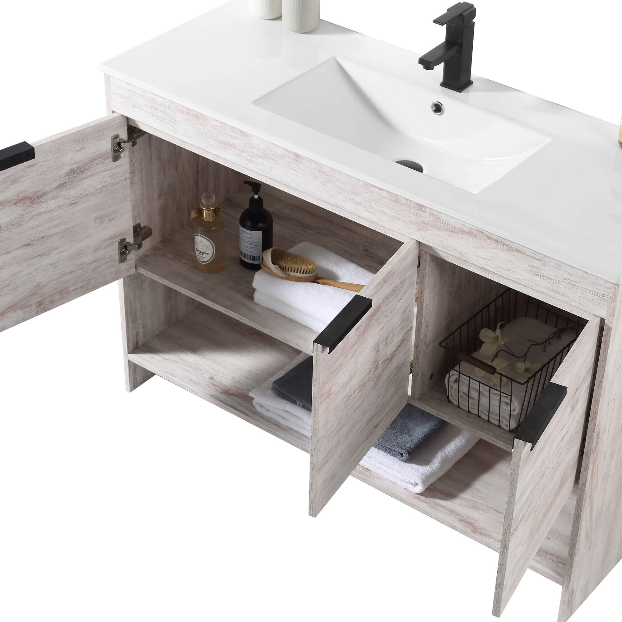 Fine Fixtures Phoenix 48 Inch Bathroom Vanity with Sink – Modern White Vanity with Soft-Close Doors & Storage Drawers for Small Bathrooms | Durable Construction | Easy Installation | Perfect for Master Bath, Guest Bath & Powder Room Remodeling