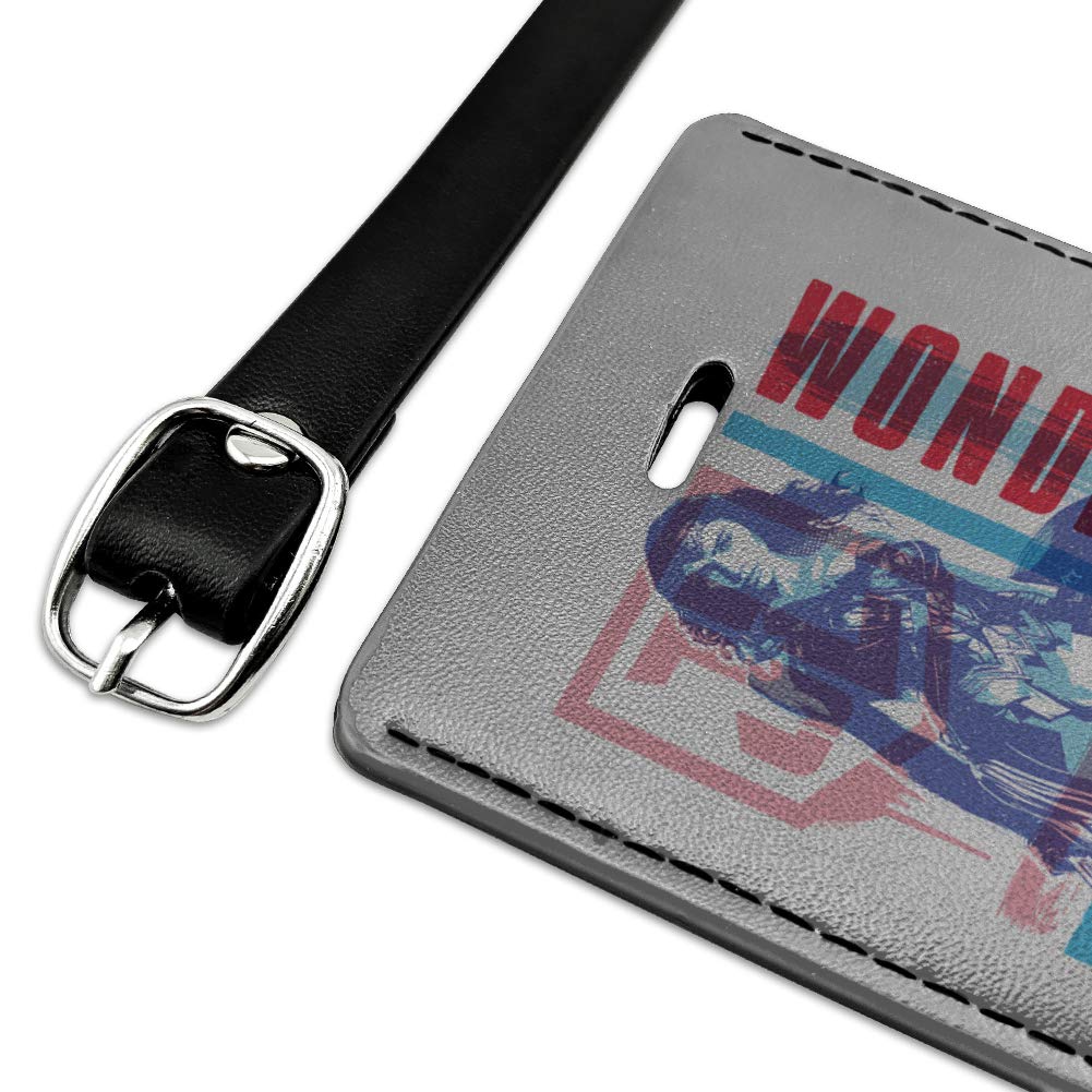 Wonder Woman Leather Luggage Tag - USA Flag Design - Personalized ID Card Holder for Travel Bags - Perfect for Suitcases, Backpacks & Carry-Ons