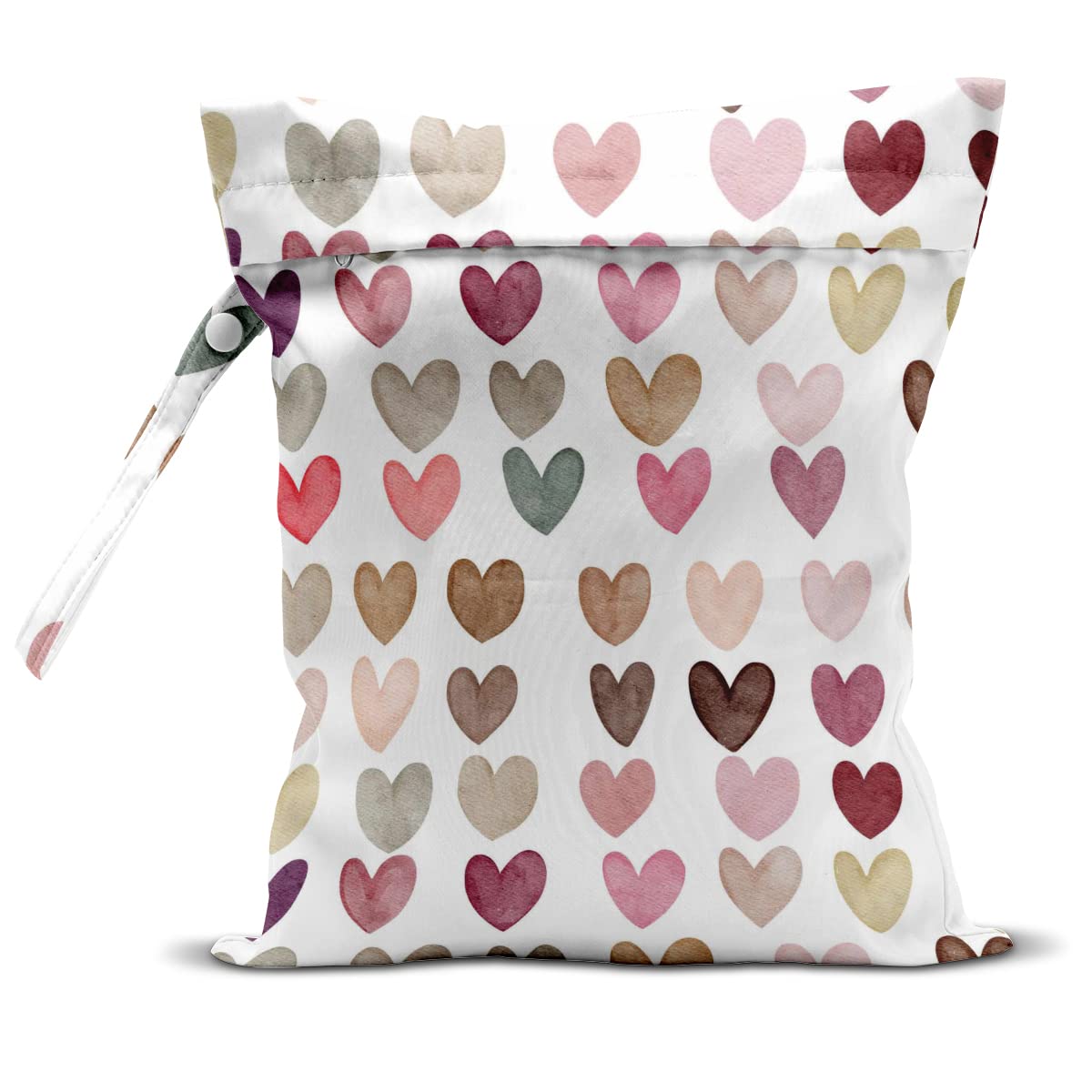 Waterproof Wet Dry Bag for Swimsuits, Travel, Beach & Pool - Reusable Leakproof Storage for Diapers, Gym Clothes, Toiletries & Makeup - Boho Heart Design for Daycare, Yoga & Sports Activities