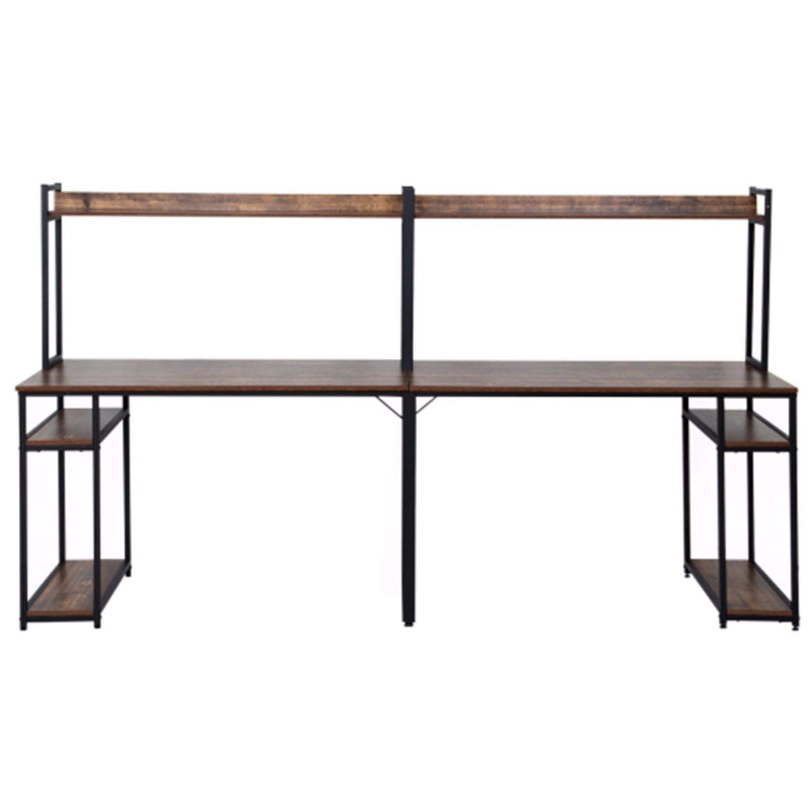 Double Workstation Desk for Home Office - Spacious Two Person Computer Desk with Storage Shelf & Multifunctional Tabletop | Perfect for Shared Workspaces, Remote Work & Small Business Offices