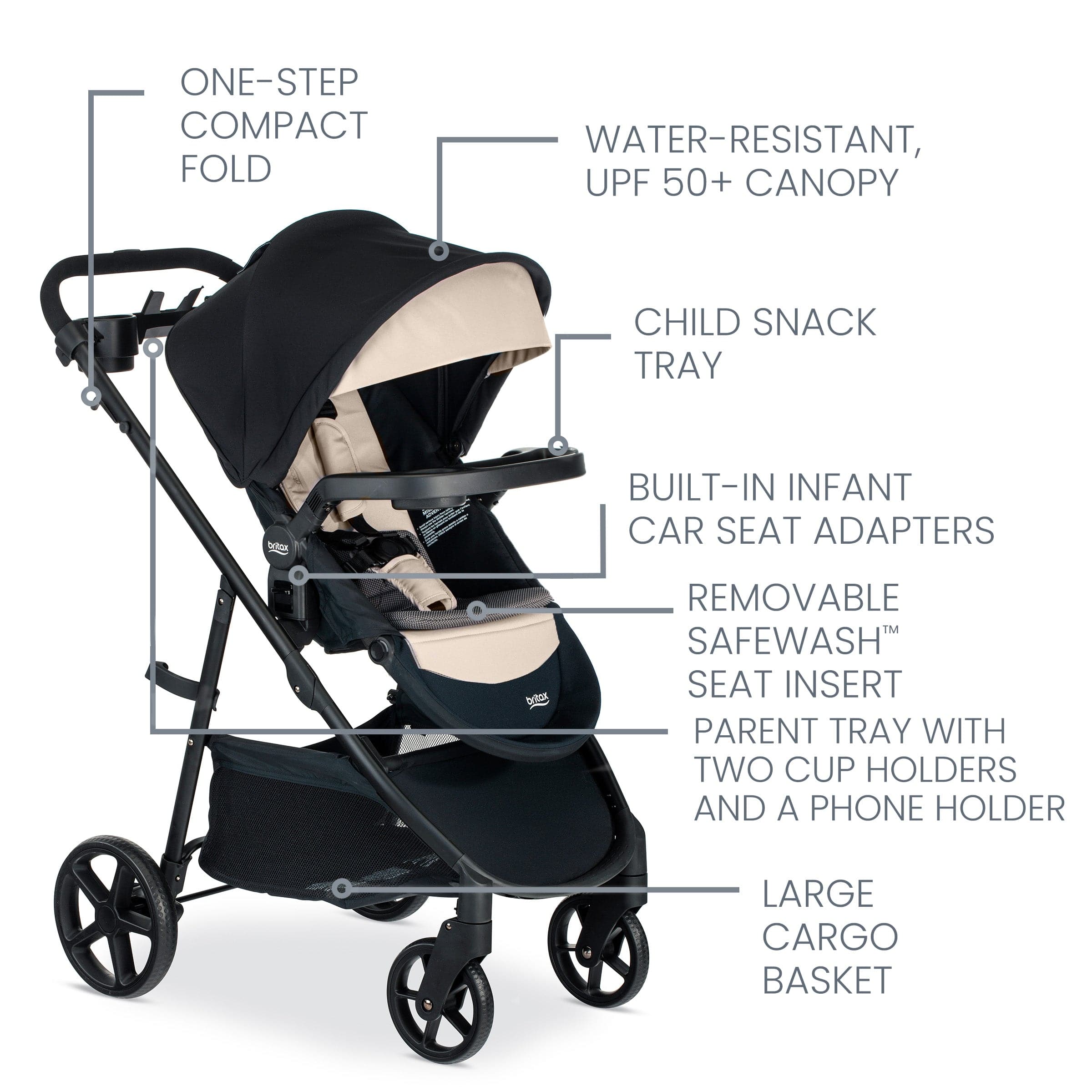 Britax Willow Brook S+ Travel System - Lightweight Stroller & Infant Car Seat Combo for Safe & Comfortable Baby Travel - Perfect for Shopping, Walks & Family Outings