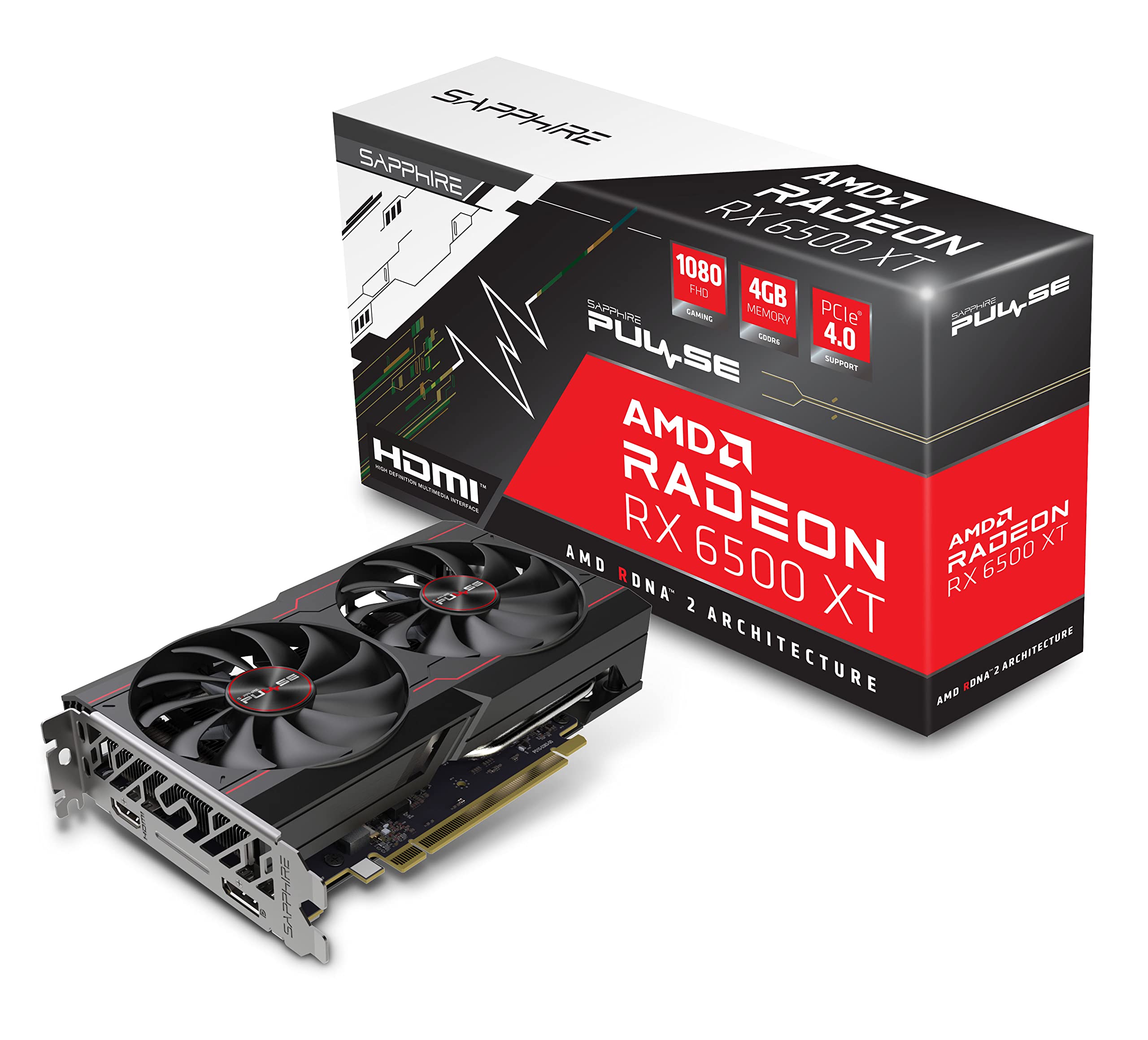 Sapphire Pulse AMD Radeon RX 6500 XT Gaming OC 4GB GDDR6 Graphics Card - AMD RDNA 2 Architecture for High-Performance 1080p Gaming, Streaming & Content Creation