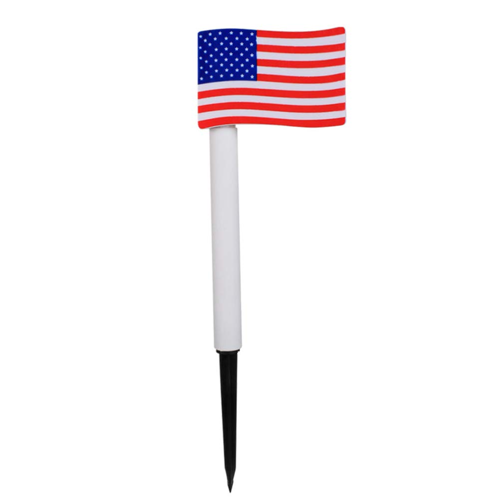PRETYZOOM Solar Powered American Flag Lawn Lights - Waterproof Outdoor Garden Lights with Auto On/Off, Perfect for Yard, Pathway, Patio & Landscape Decoration