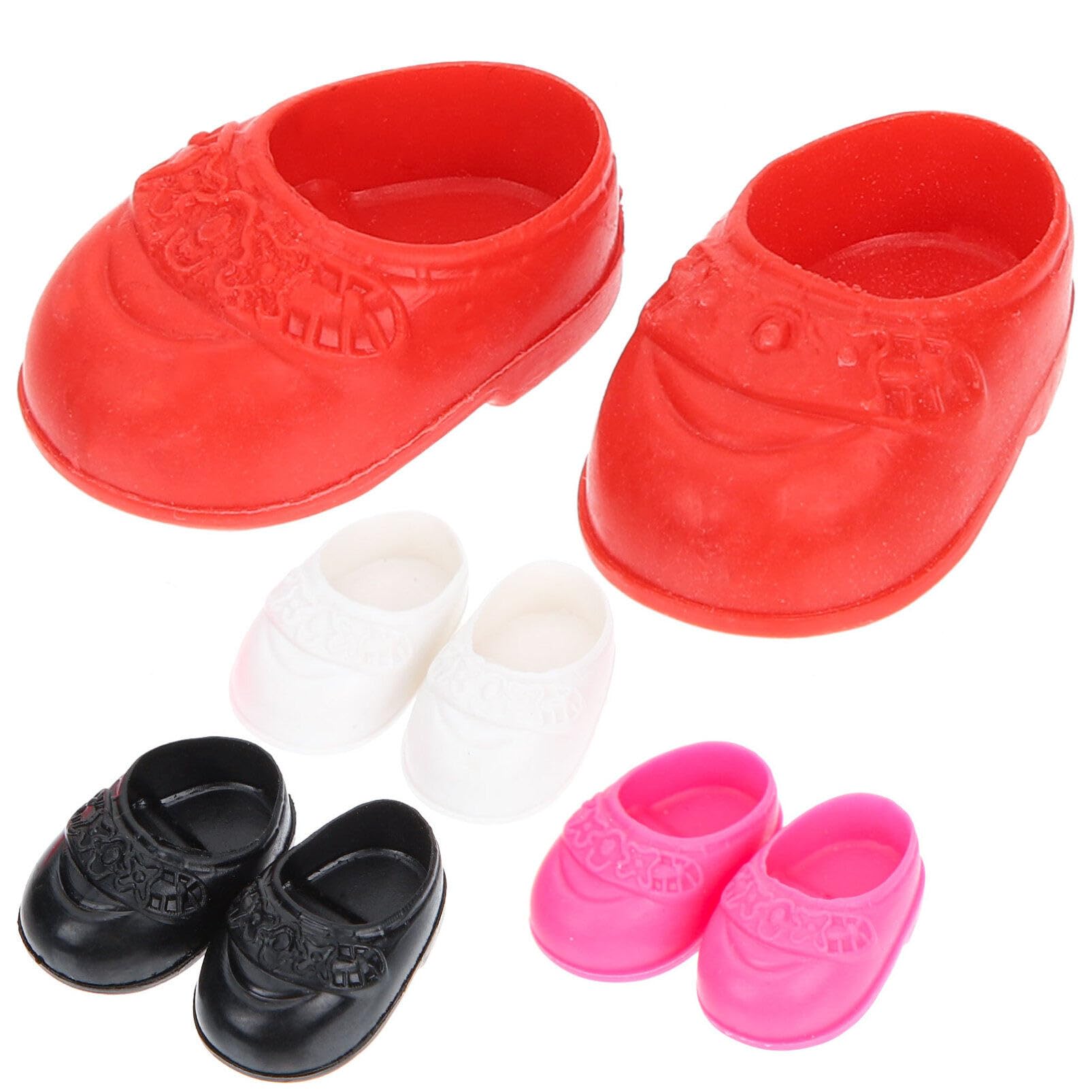 4 Pairs Red Mini Doll Shoes for American Dolls & Gnomes | Toy Accessories