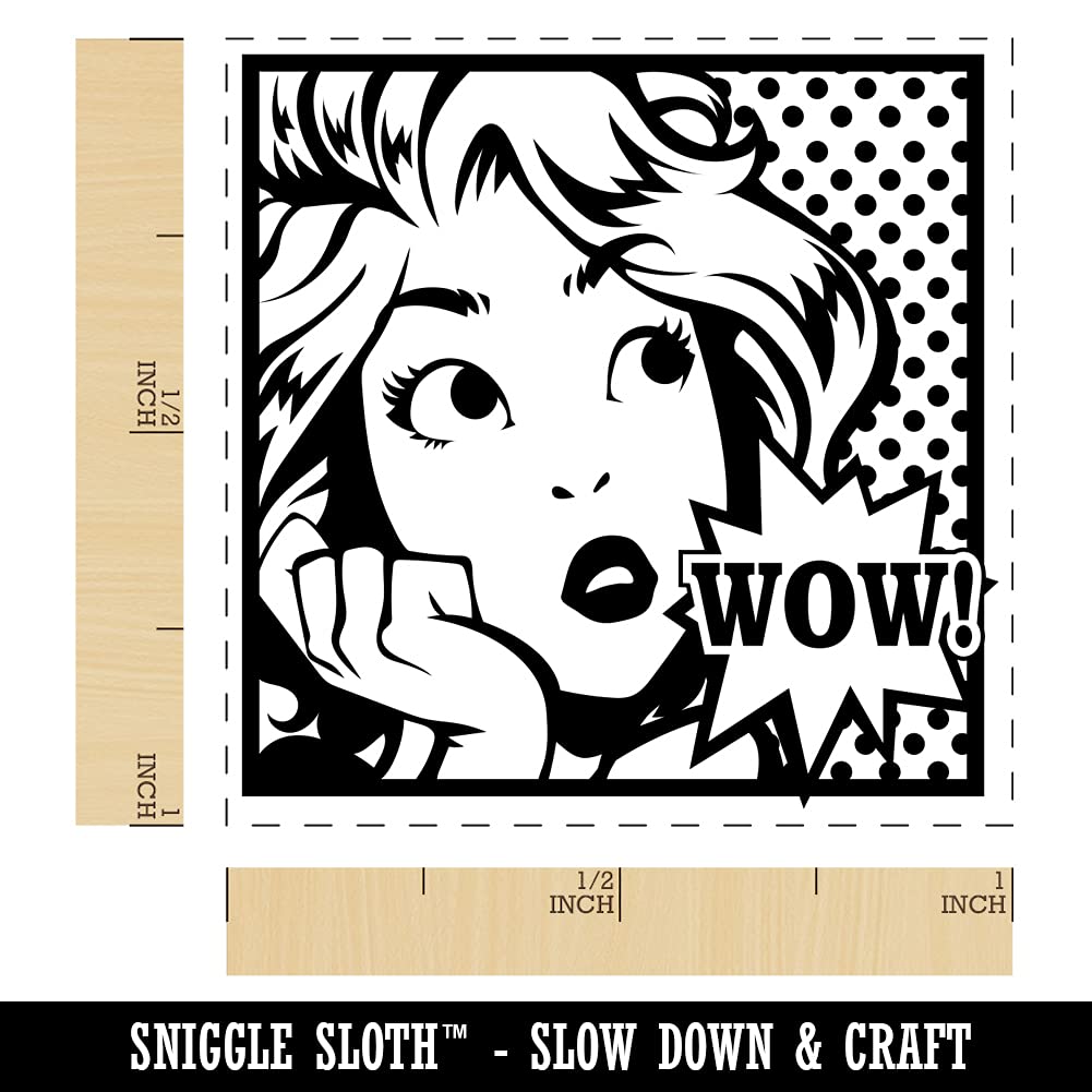 Vintage Comic Pop Art Self-Inking Rubber Stamp - 1 Inch Small Stamp with Blue Ink - Perfect for Scrapbooking, Card Making, and DIY Crafts