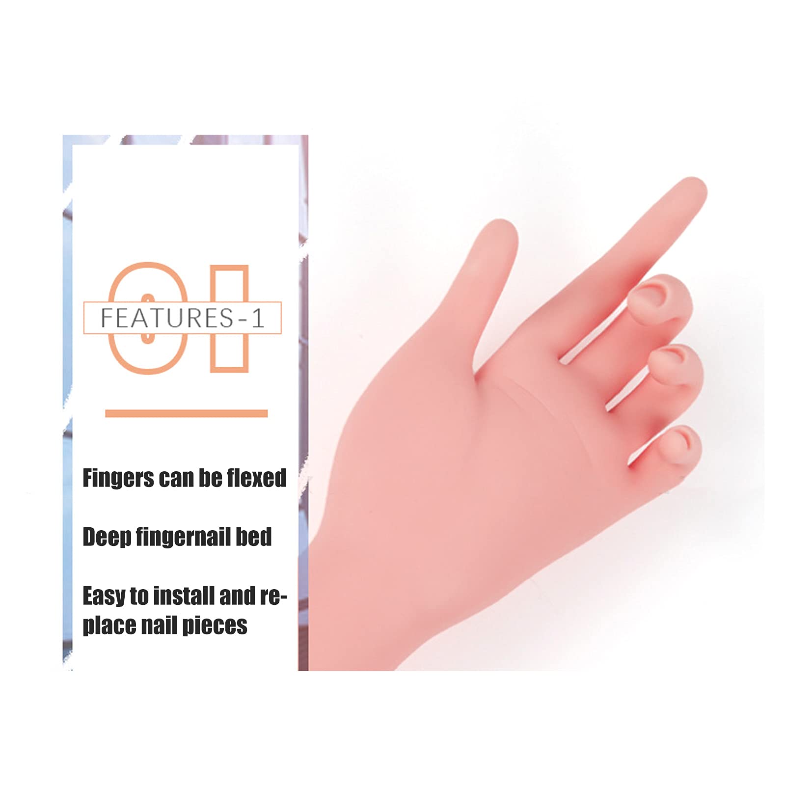 Professional ABS Silicone Nail Art Hand - Mannequin Hand for Nail Salon & Home Practice - Perfect for Nail Tech Training, Display & DIY Manicure Practice