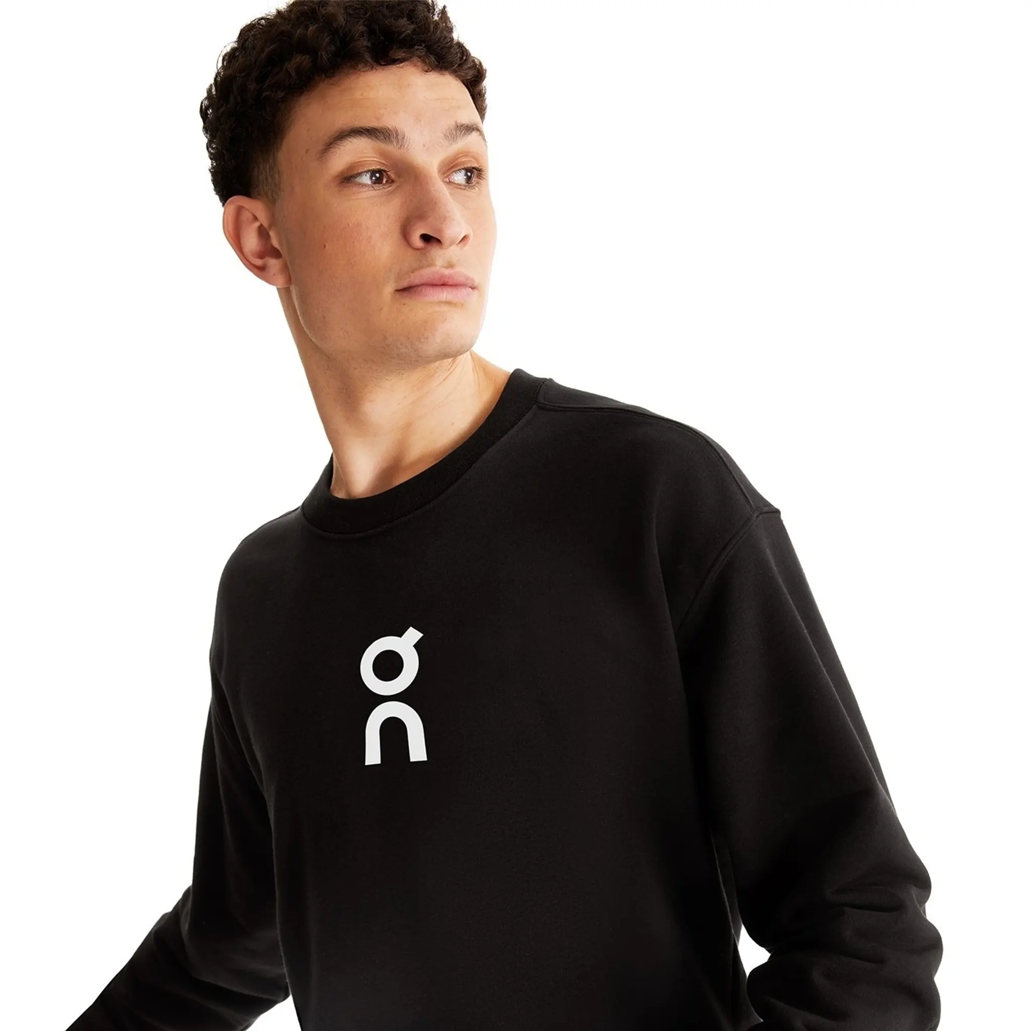 On Running Club Crew Black Sweatshirt - Men's Athletic Pullover Hoodie for Running & Gym Workouts - Comfortable Casual Streetwear for Outdoor Activities