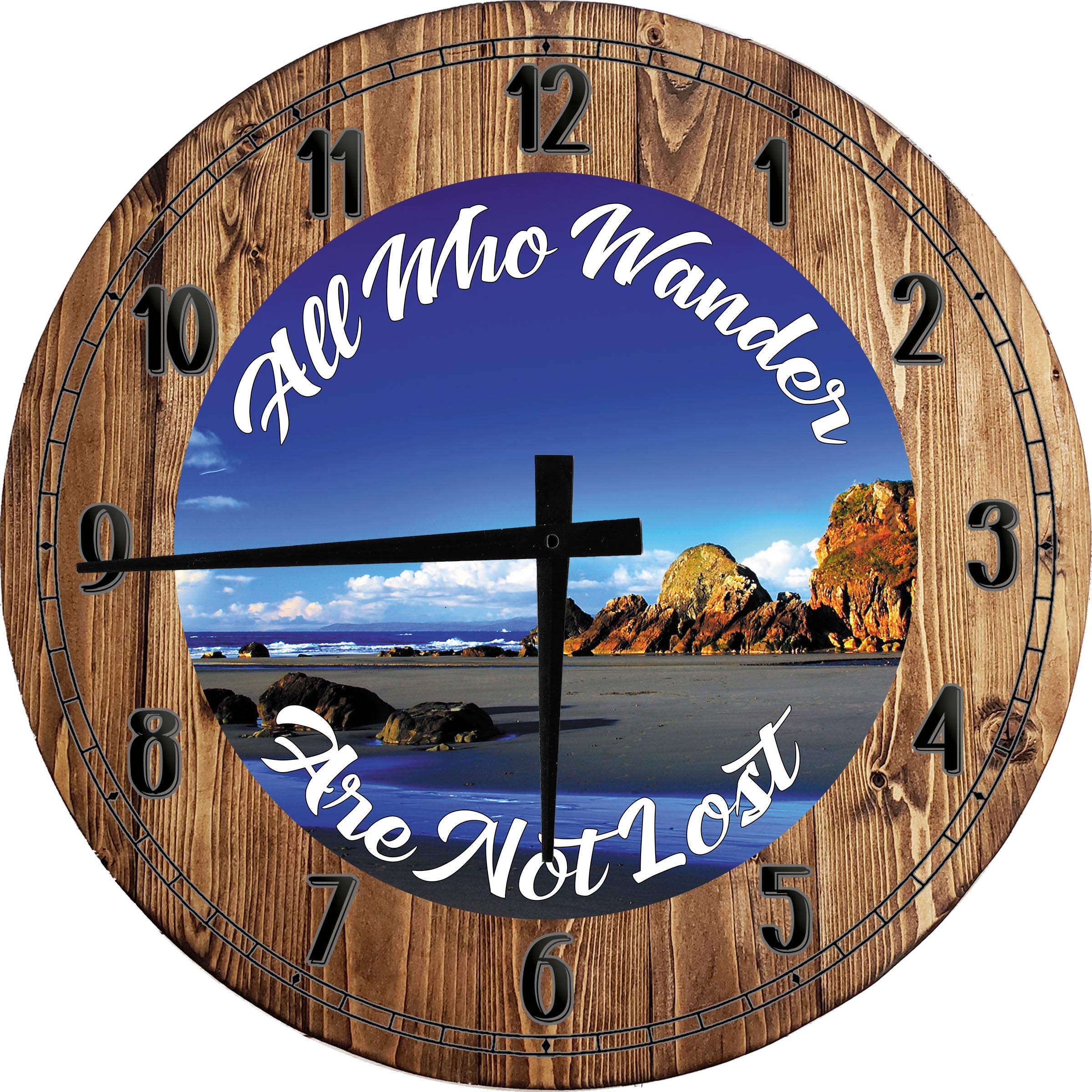 24 Inch Large Round Beach Wall Clock - Ocean Sand Decor, Battery Operated Wall Art for Coastal Homes | Perfect for Beach House, Living Room & Office Decor
