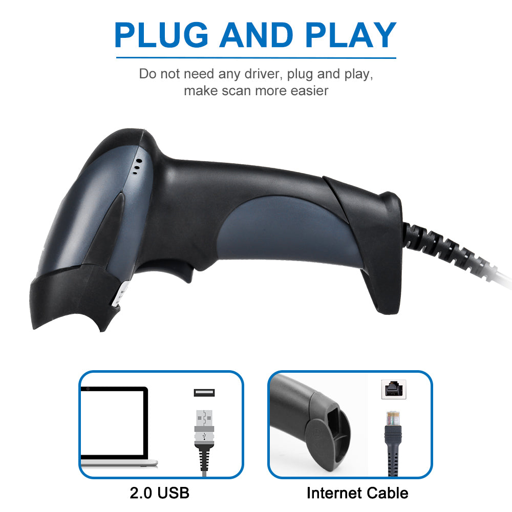 M5 2D USB Barcode Scanner - High-Speed QR Code Reader for Retail, Warehouse & Inventory Management | Plug-and-Play USB Connection for POS Systems, Shipping & Logistics