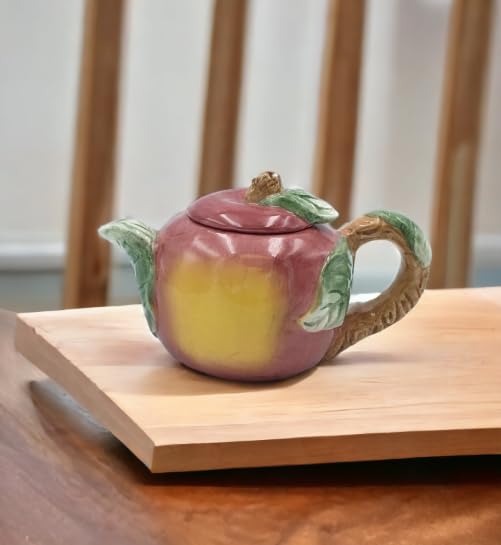 Premium Mini Ceramic Apple Teapot - 4.25 Inch Small Teapot for Afternoon Tea, Gift & Home Decor | Perfect for Tea Parties, Collectors & Cozy Kitchen Accessories