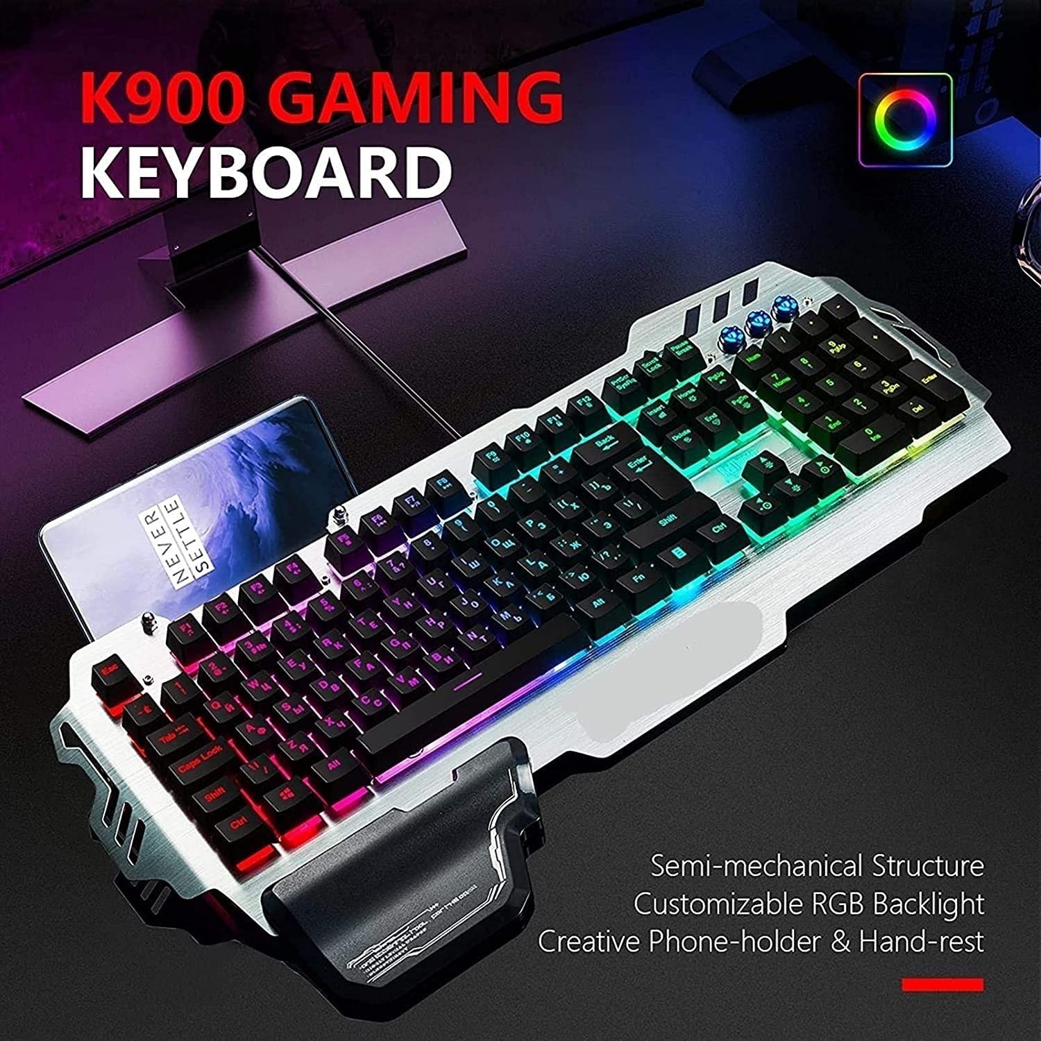 RGB Gaming Mechanical Keyboard and Mouse Combo - 104 Keys Wired USB Keyboard with Detachable Wrist Rest for PC Gamers - Perfect for Esports, Office Work & Computer Desktop Gaming Setup