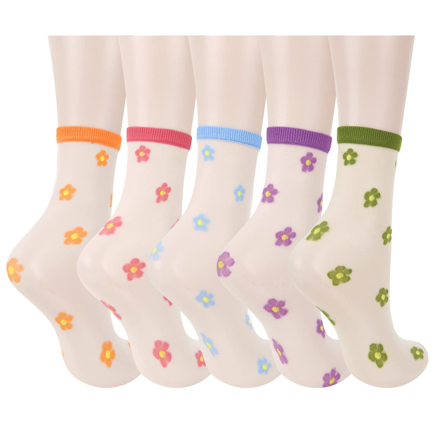 Benefeet Women's Cute Sheer Lace Mesh Socks - Ultra Thin Transparent Nylon Crew Dress Socks for Women & Girls - Perfect for Flats, Heels & Formal Occasions