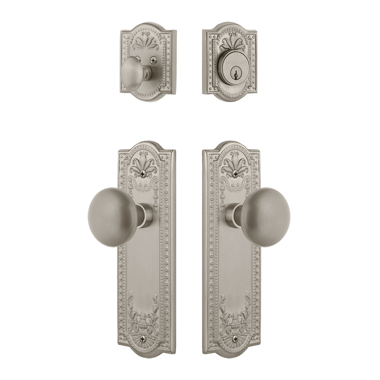 Meadows Entry Door Handle Set with New York Knob in Satin Nickel Finish - Stylish & Durable for Home, Office & Commercial Use
