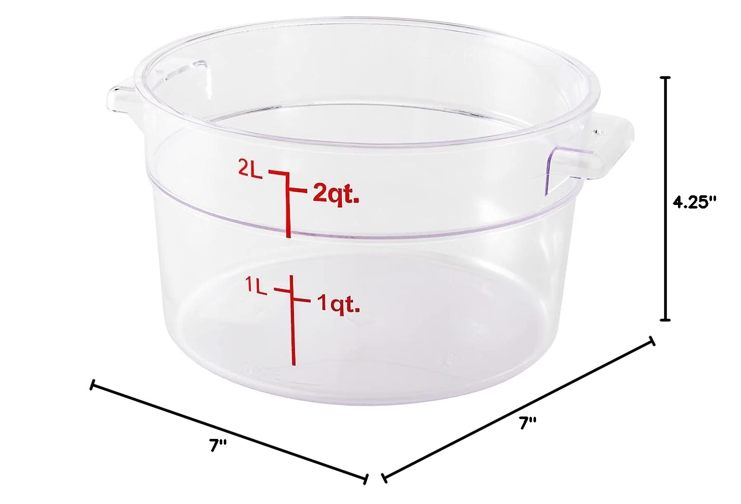 Restaurantware Met Lux 2 Quart (64 oz) Clear Plastic Food Storage Containers - 10 Pack Round Commercial Food Prep Containers with Volume Markers, Lids Sold Separately - Perfect for Restaurant, Catering, Meal Prep & Bulk Food Storage