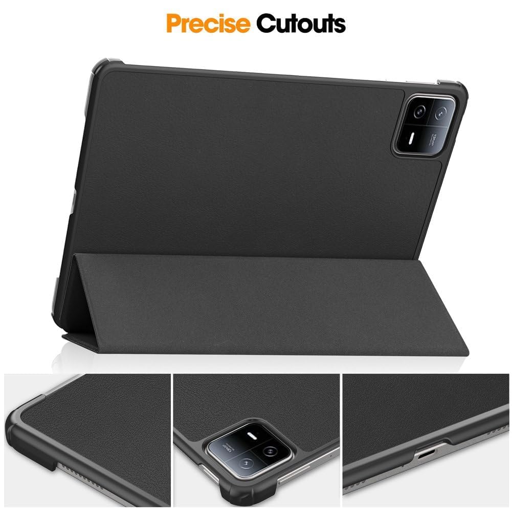 Premium Ultra-Thin PU Leather Hard Shell Case for Xiaomi Pad 6/Pad 6 Pro - Slim Protective Cover with Auto Sleep/Wake | Perfect for Work, Travel & Home Use - Black