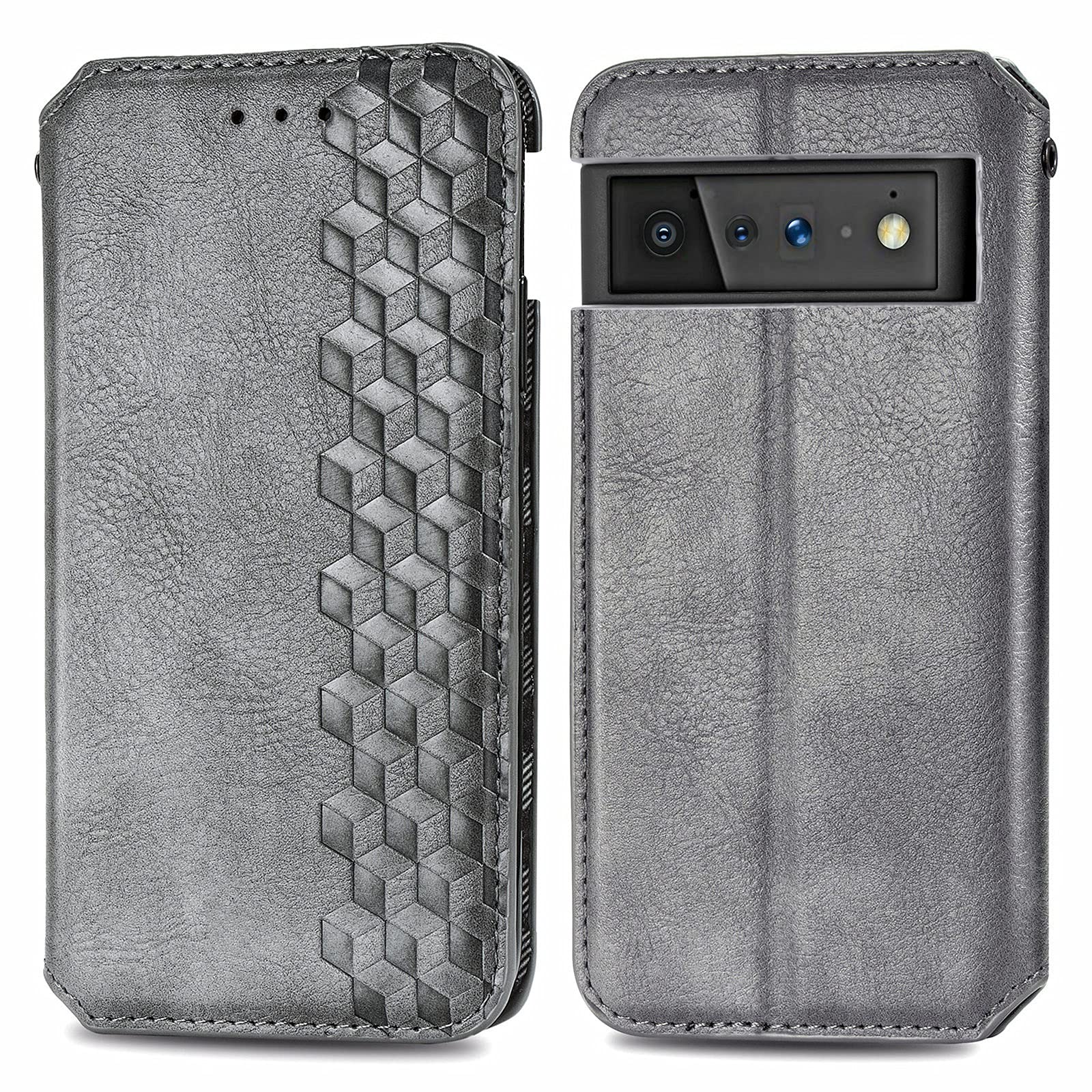 Google Pixel 6 Pro Wallet Case - PU Leather Flip Cover with Ultra-Thin Design | Protective Phone Case with Card Slots | Perfect for Business & Travel (Grey)