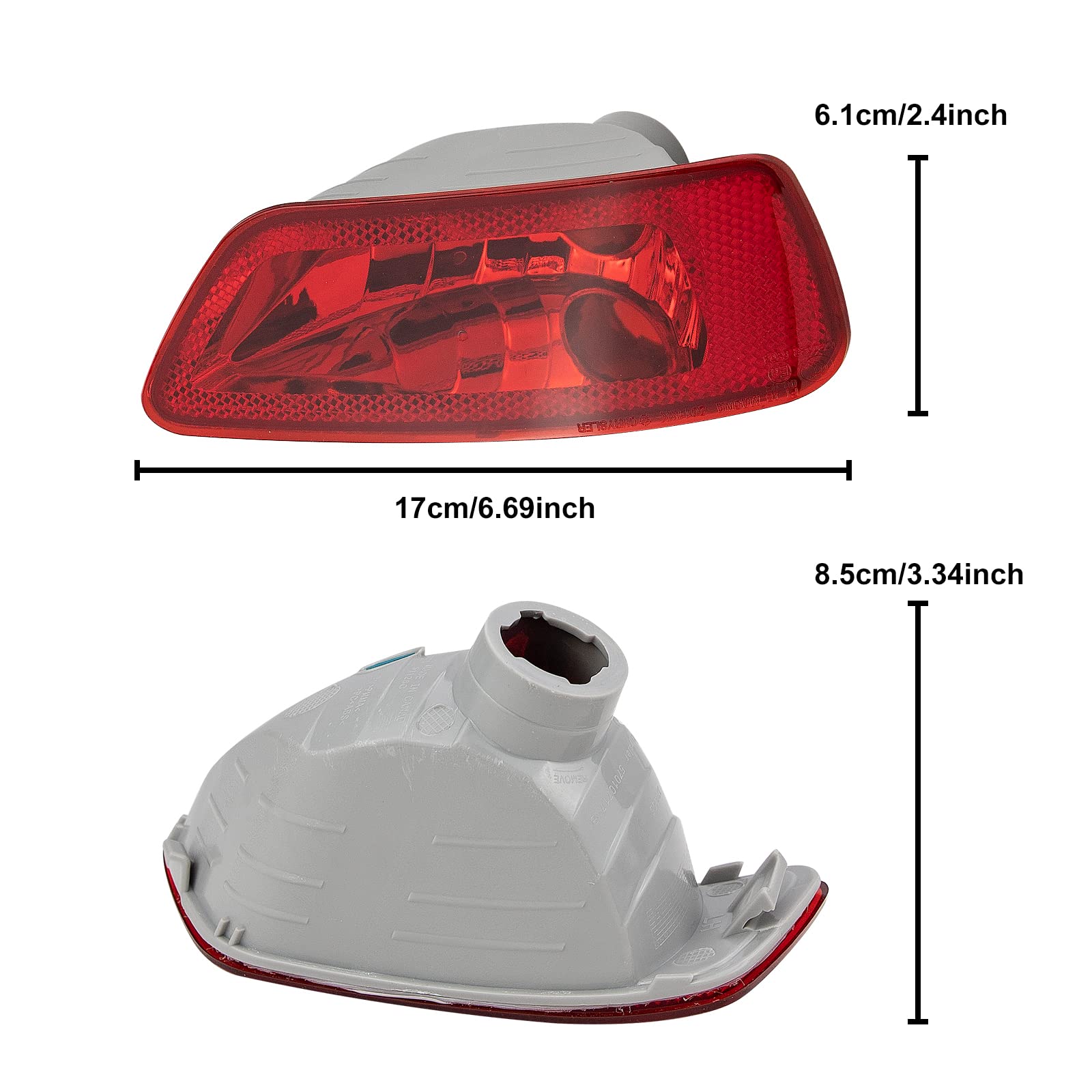 Voilamart Rear Bumper Reflector Lights - Compatible with 2011-2017 Jeep Compass, 2011-2021 Grand Cherokee, 2012-2020 Dodge Journey - Replacement for 57010716AC & 57010717AC - Red Lens Pair (Left+Right) - Enhanced Night Visibility & Safety