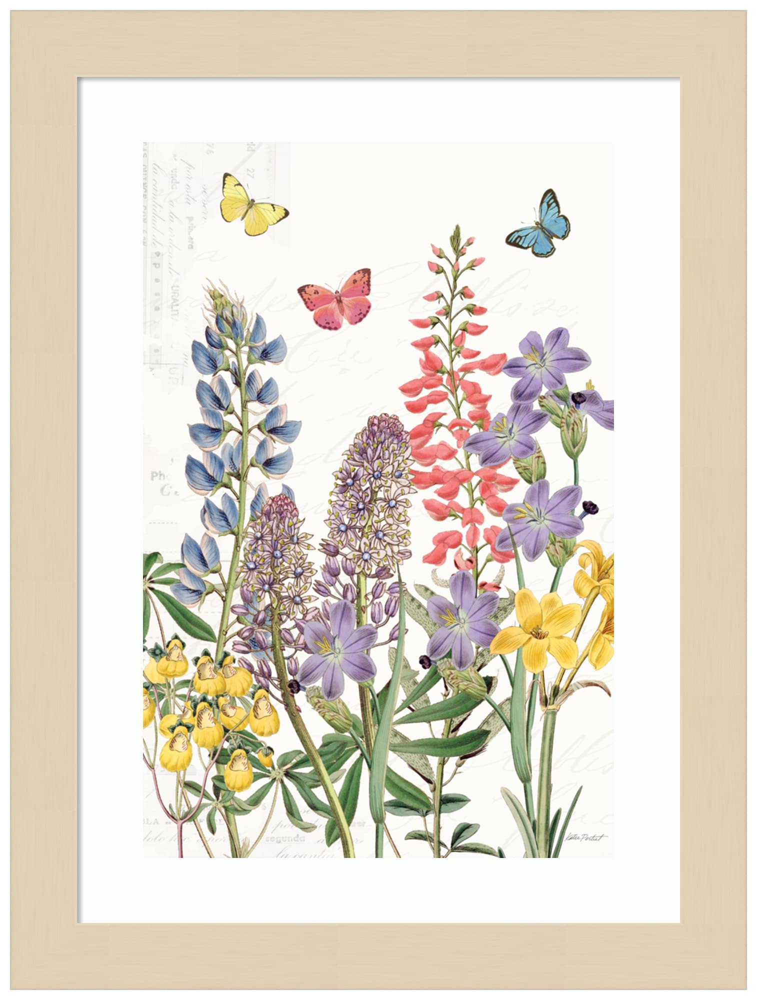 Easter Garden Floral VI by Katie Pertiet - 10x13 Inch Wood Framed Wall Art Print with Svelte Natural Frame | Spring Home Decor, Living Room Wall Art, Easter Gift Idea