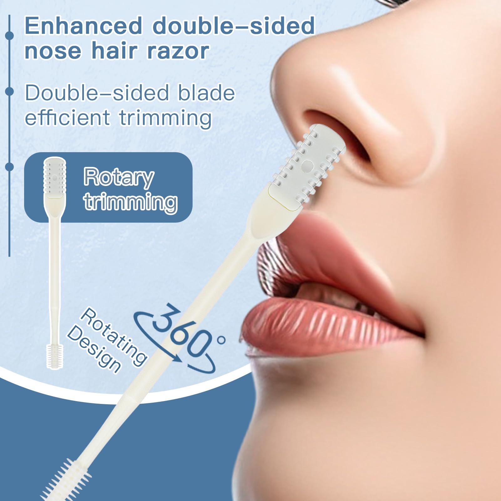 4Pcs 2-in-1 Nasal Hair Trimmer, Double Sided Nose Hair Clipper with 360° Rotation - Manual Nostril Hair Remover for Men & Women - Perfect for Travel, Grooming Kits & Personal Care