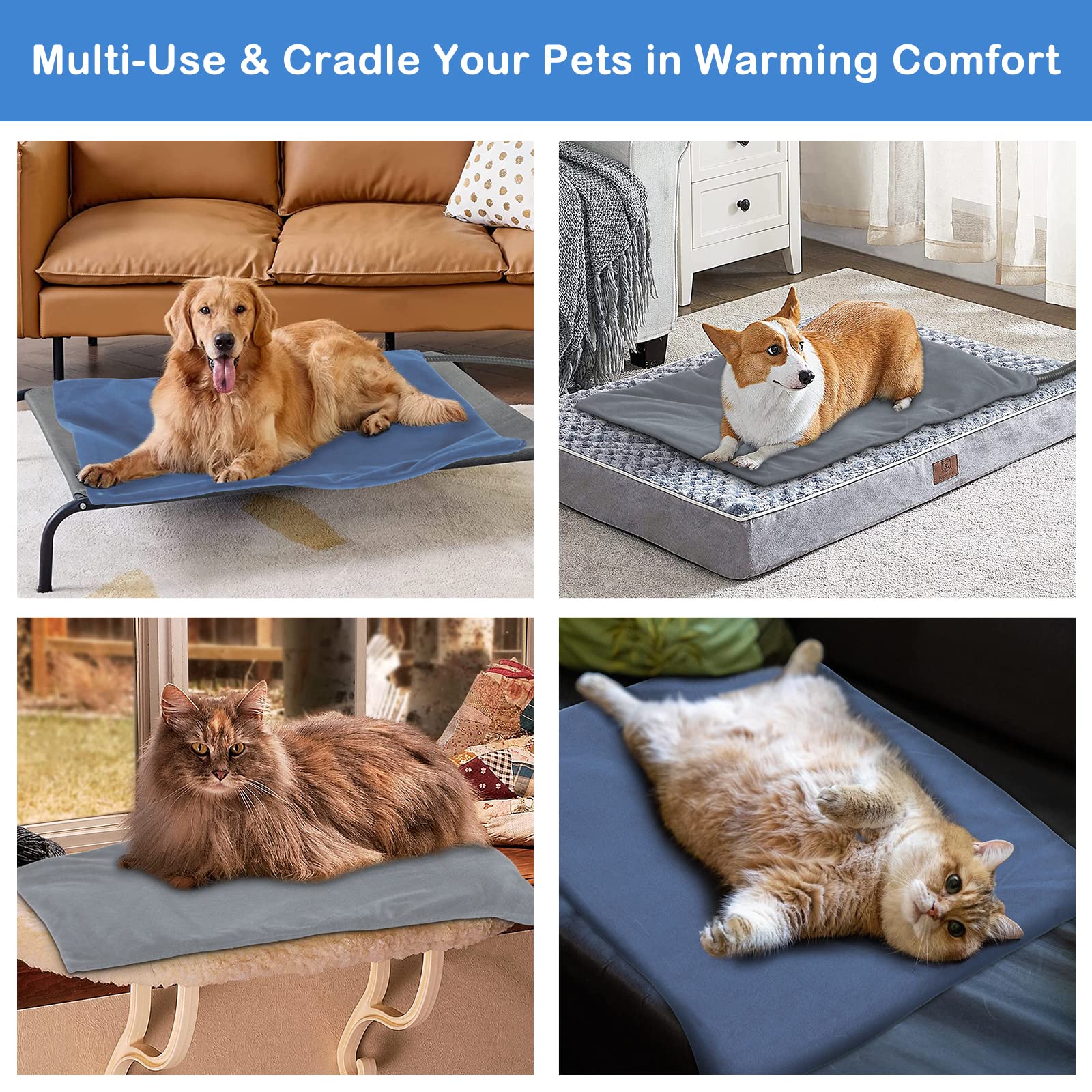 Electric Cat Heating Pad with Timer - Outdoor & Indoor Pet Warmer for Feral Cats - Waterproof Heated Pad for Cat Houses, Beds & Kennels - Perfect for Winter, Cold Weather & Outdoor Shelters