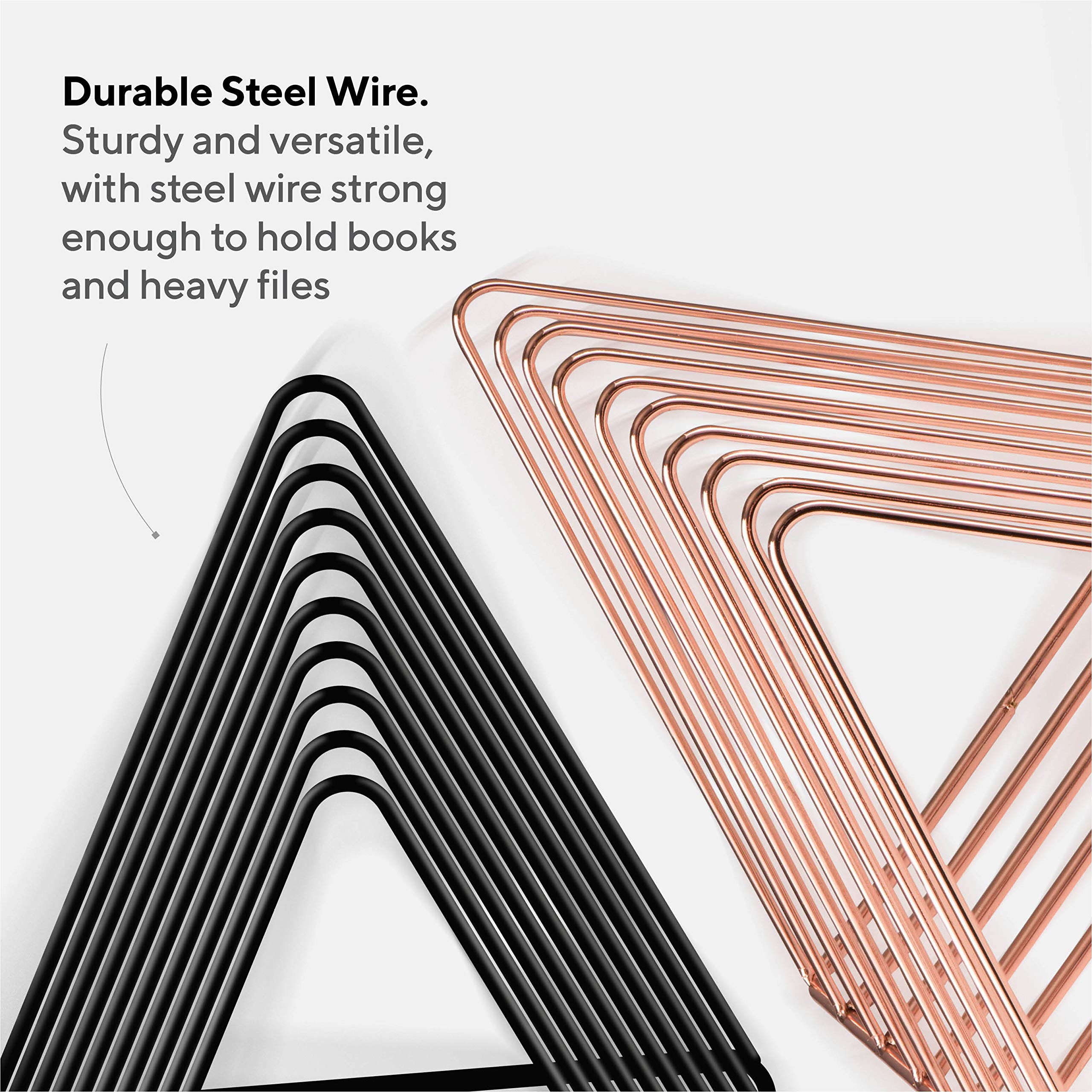 Mindspace Rose Gold Wire Magazine Holder - Desk Organizer for Mail, Papers & Office Supplies | Stylish Desktop Accessory for Home & Office Organization | Perfect for Workstations, Study Desks & Office Decor
