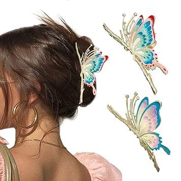**Large Non-Slip Butterfly Hair Clips for Women – Sparkly Strong Metal Hair Claw Clips, Cute Jaw Clips for Thick Hair – Perfect for Ponytails, Buns & Everyday Styling**