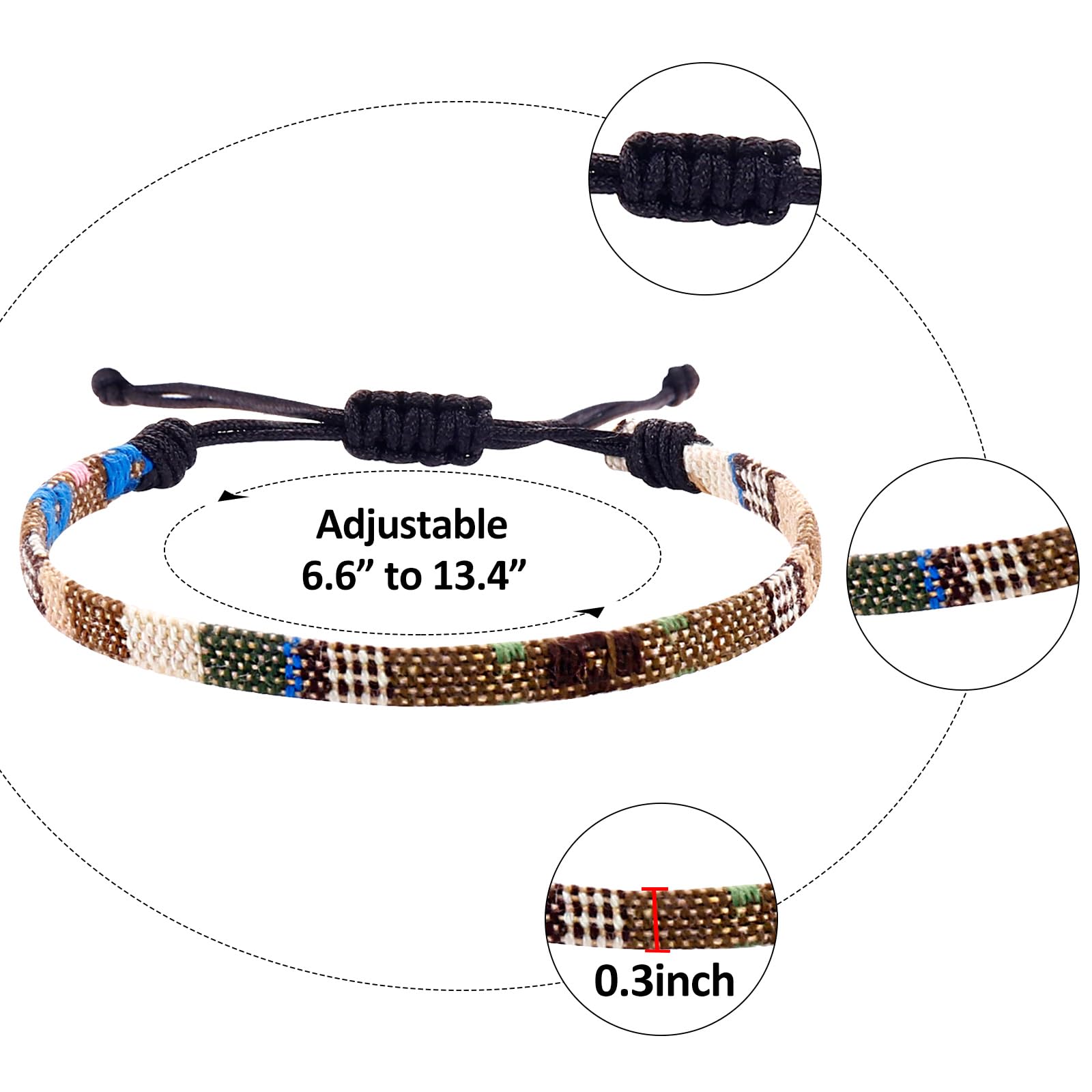 12 Pcs Boho Bracelets Set - Adjustable Braided Woven Friendship Bracelets for Women & Men - Ankle & Wrist Bracelets Bulk Pack - Perfect for Festivals, Gifts, and Everyday Boho Style