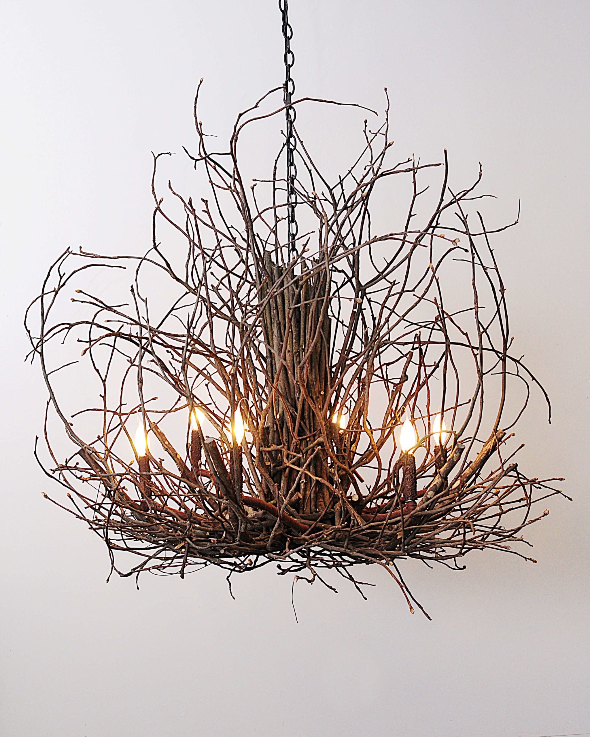 Wildwood Hickory Chandelier - 46x46 Inches Natural Wood Ceiling Light Fixture - Perfect for Rustic Cabin, Farmhouse or Lodge Decor