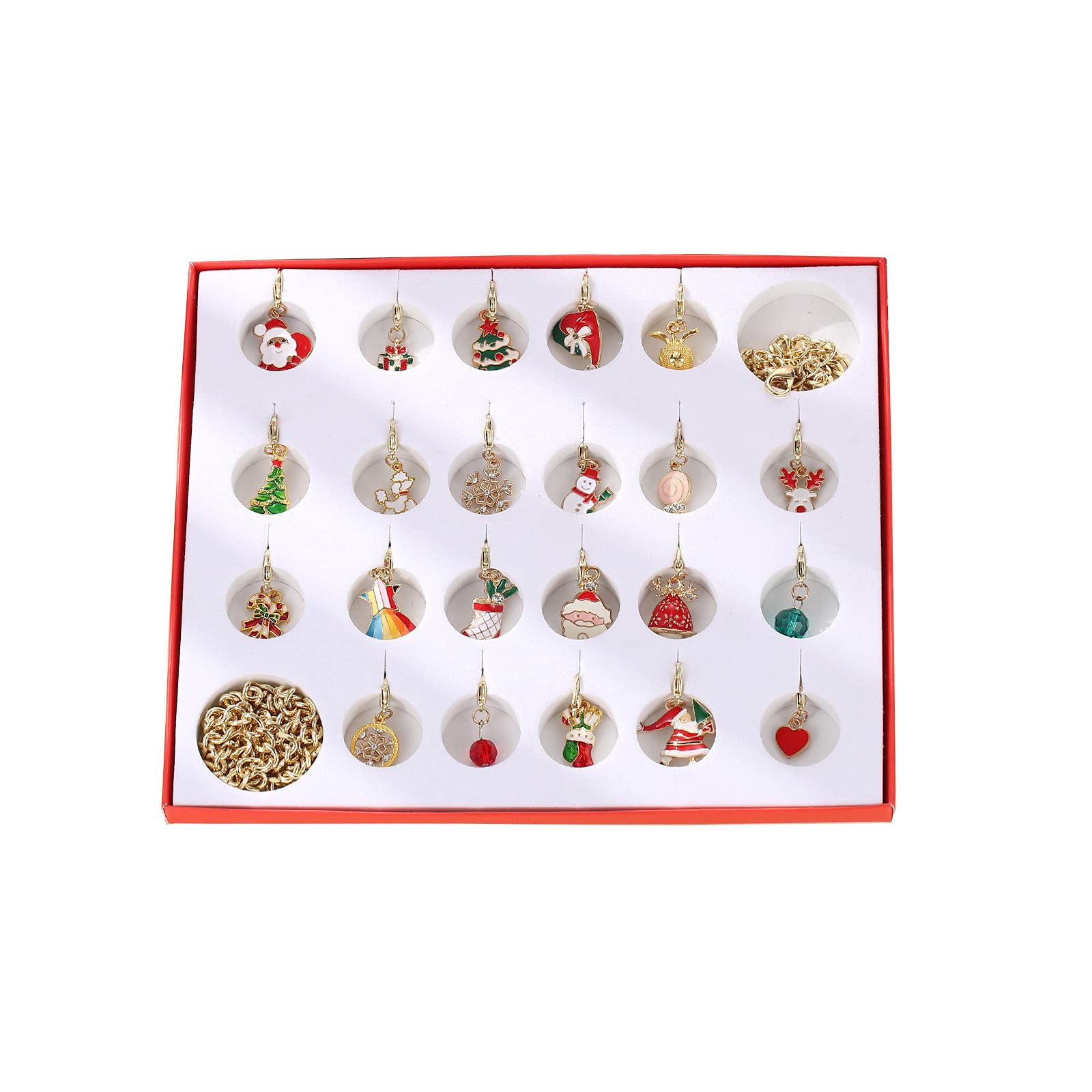 DIY Christmas Countdown Advent Calendar Box - 24 Days Surprise Gifts Set with Blind Ornaments, Bracelets & Jewelry for Women (Multicolor, One Size) - Perfect for Holiday Gifting, Party Favors & Christmas Decorations