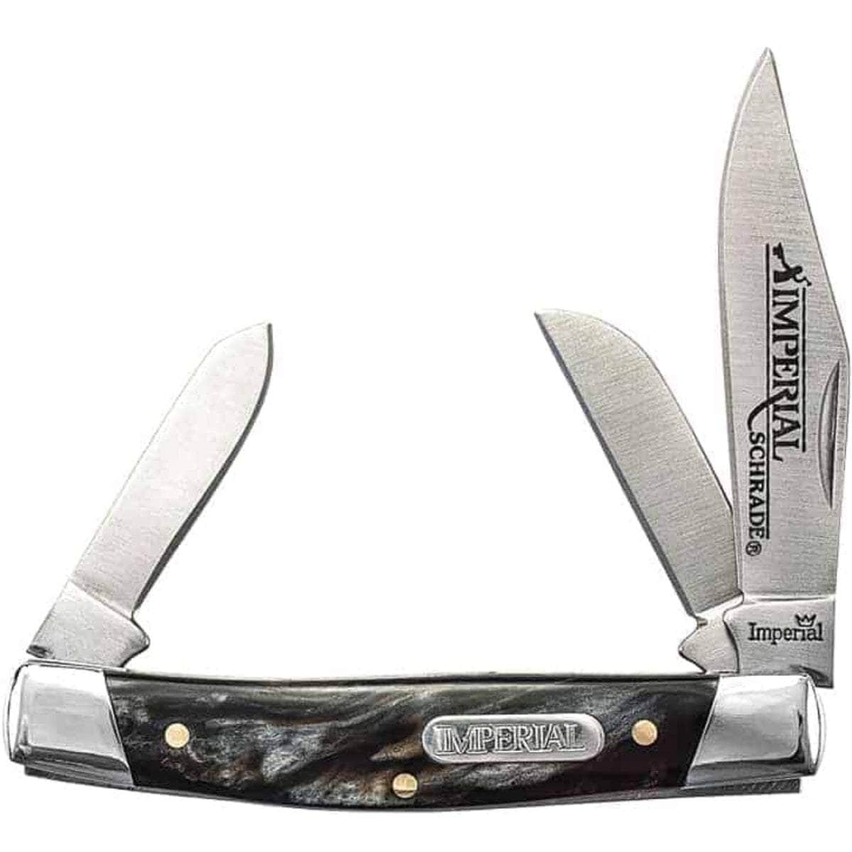 Schrade Imperial Stockman Pocket Knife - 3 Stainless Steel Blades, Durable Celluloid Handle - IMP16S - Perfect for Camping, Hiking & Everyday Carry (EDC)