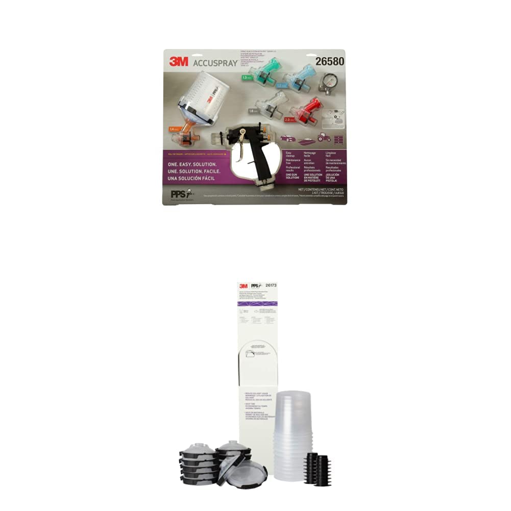 3M Accuspray Paint Spray Gun System with PPS 2.0 (26580) - 22 oz Standard Spray Gun for Automotive, Furniture & Cabinets + PPS 2.0 Refill Kit with Lids & Liners - Perfect for DIY Projects, Professional Auto Body Work & Home Renovation