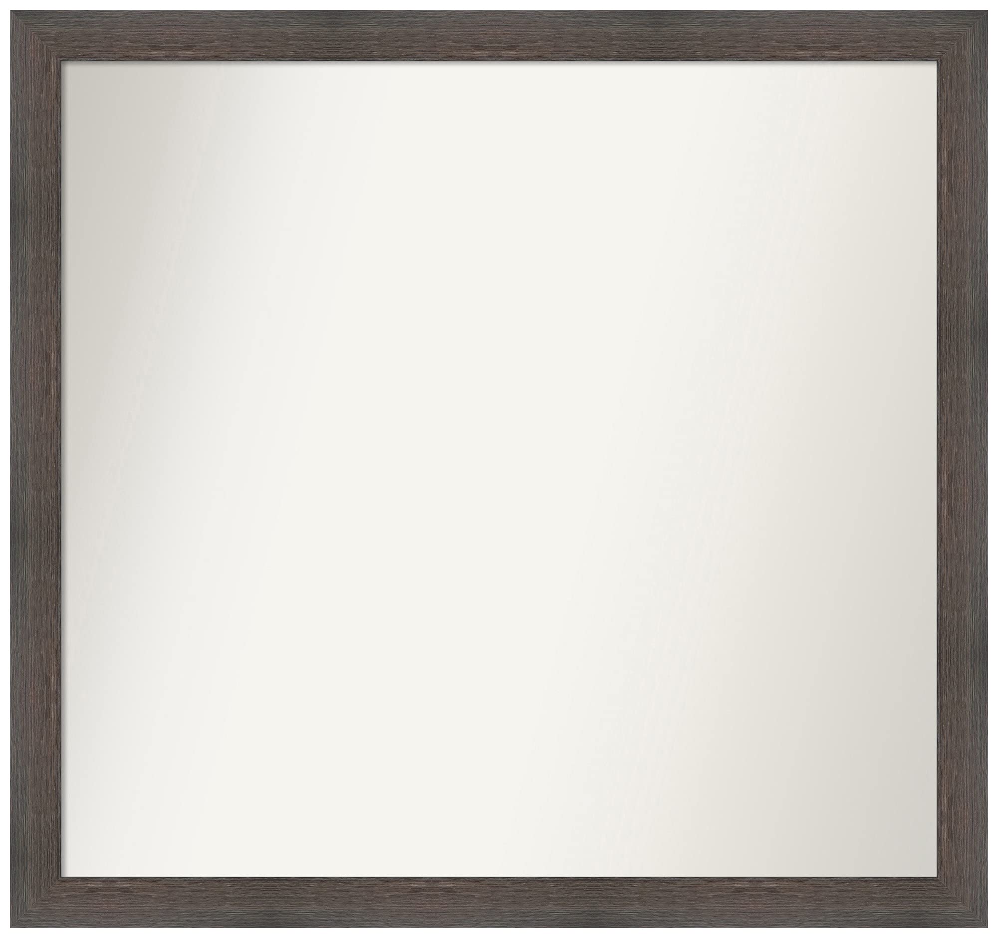 Amanti Art Custom Non-Beveled Wall Mirror 31x33 Inches - Solid Hardwood Chocolate Brown Narrow Frame - Bathroom, Living Room, Bedroom Decor - Various Sizes Available