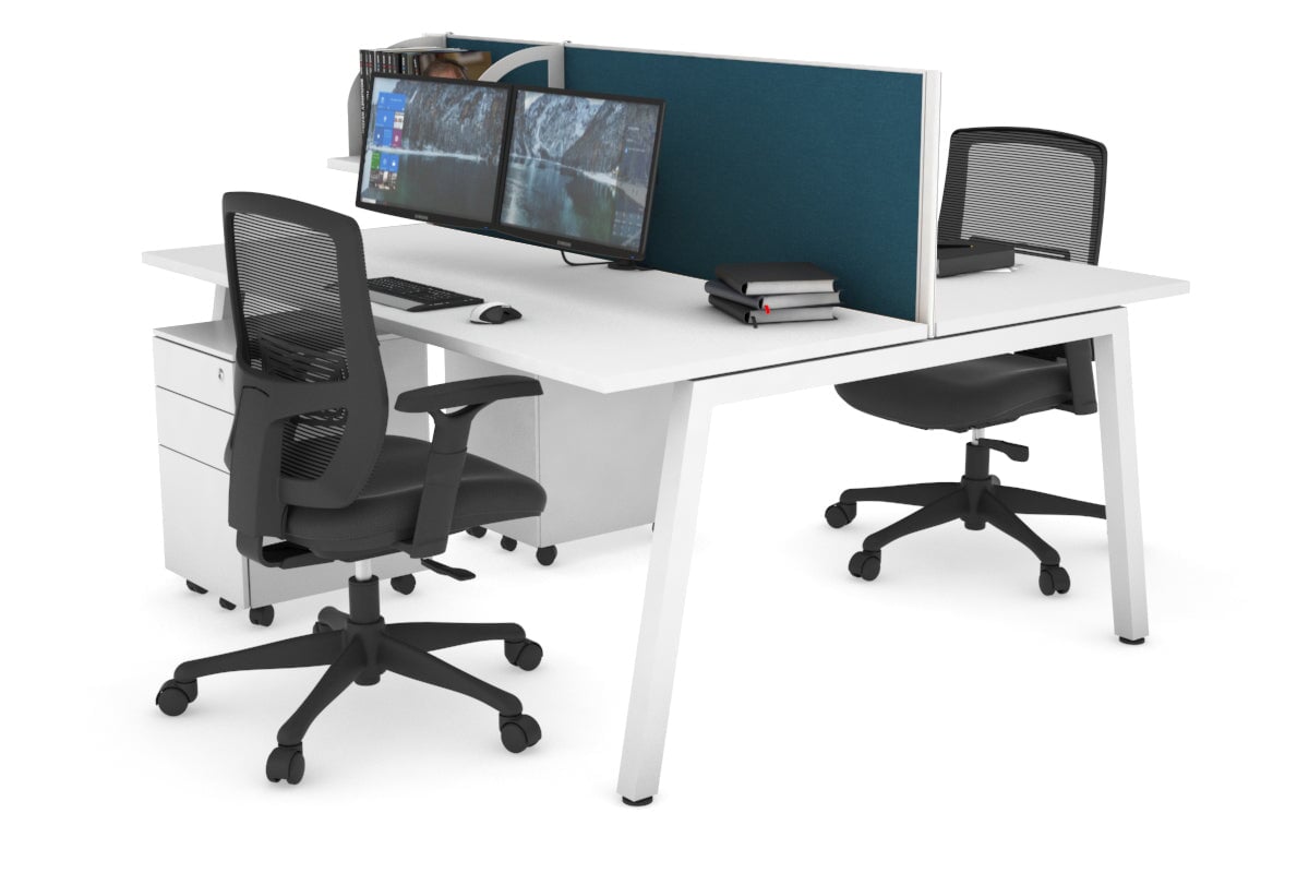 Quadro 2 Person Office Workstation Desk [1400L x 700W] - Perfect for Shared Workspaces & Collaborative Office Environments