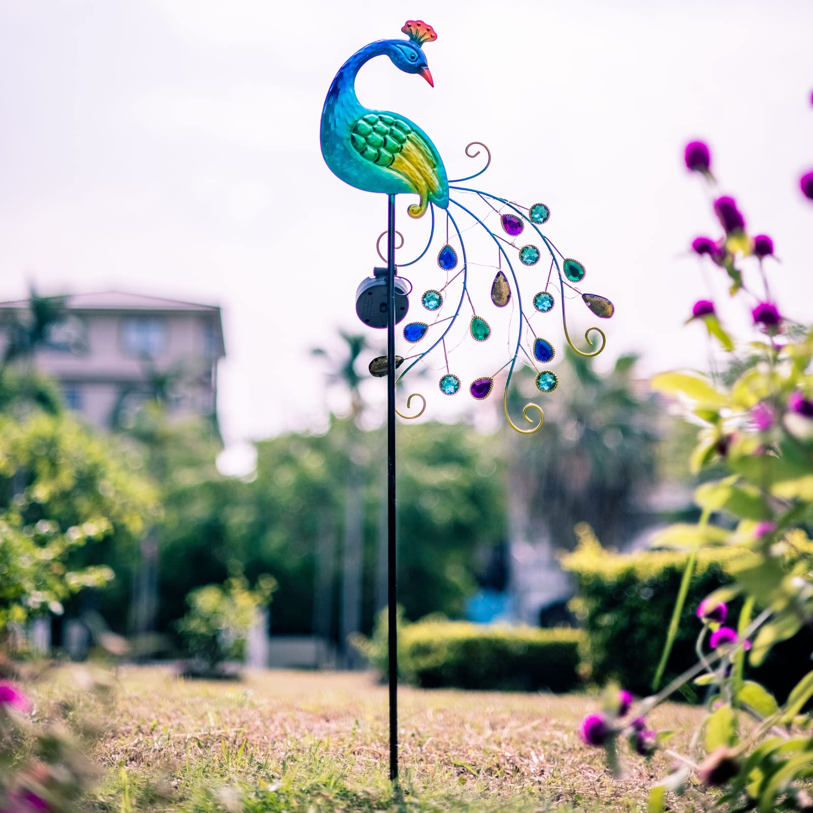 DREAMSOUL Solar Peacock Garden Lights Outdoor - Waterproof Metal LED Landscape Path Lighting for Yard, Lawn, Patio Decoration | Perfect for Garden, Pathway, and Backyard Decor