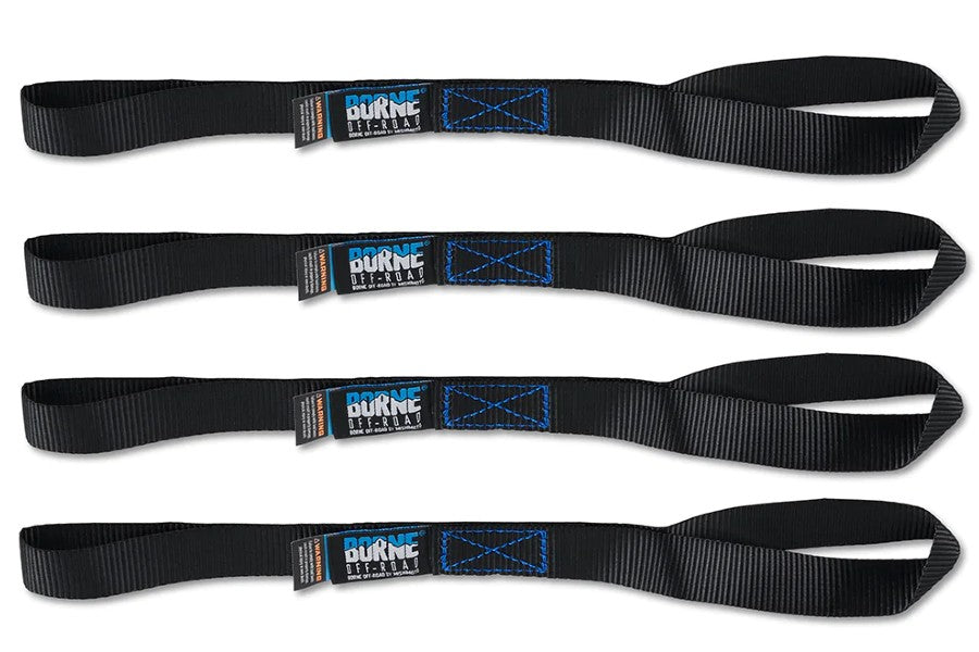 Borne Off Road Medium Duty Ratchet Tie Down Kit (4 Pack) - Heavy Duty Straps for Truck, Motorcycle & Cargo Securing - Black