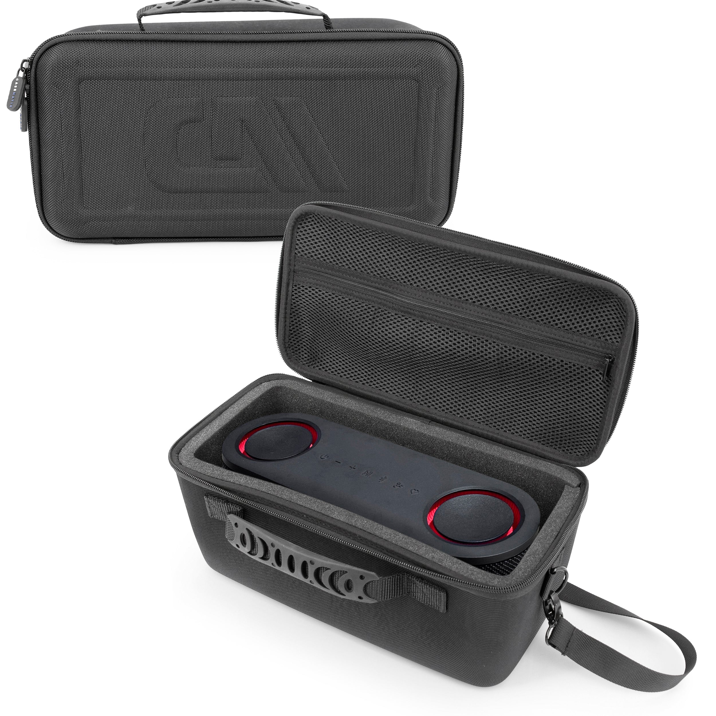 CASEMATIX Protective Carrying Case for LG XBOOM Bounce by will.i.am Portable Bluetooth Speaker - Durable Travel Storage with Handle & Strap - Perfect for Outdoor Adventures, Travel & Home Use