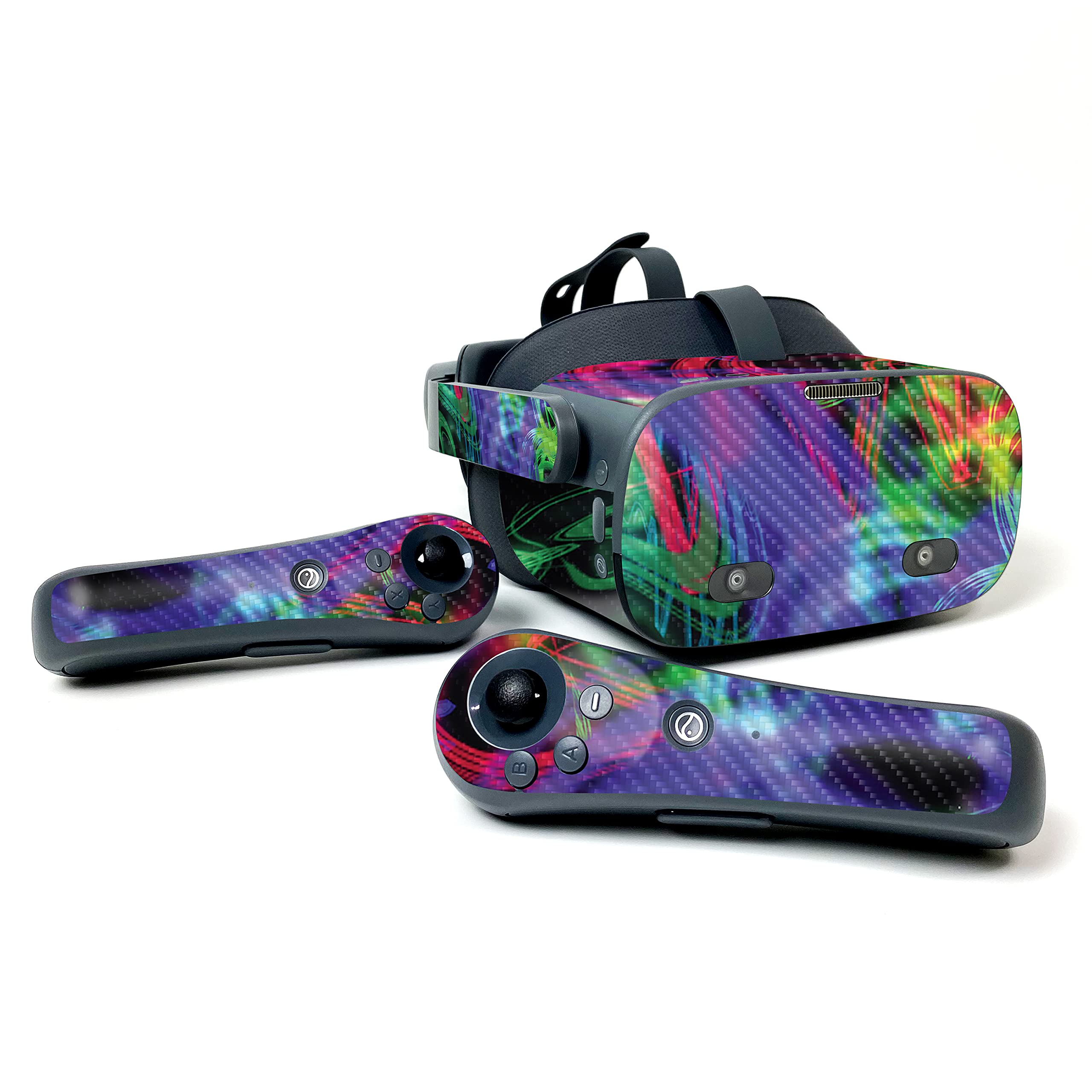 Pico Neo 2 Carbon Fiber Skin - Durable Neon Splatter Design for VR Gaming Protection