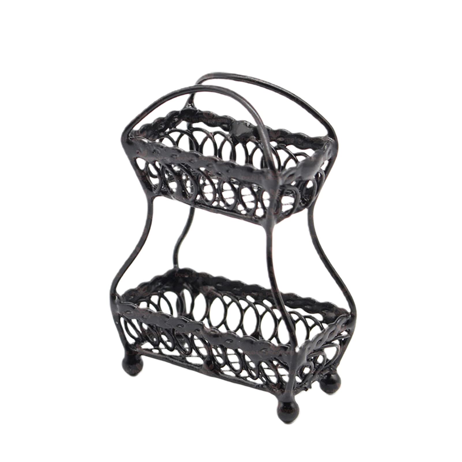Miniature Metal Fruit Basket - Black Dollhouse Kitchen Accessory for Realistic Simulation & Decoration | Perfect for Dollhouse Scenes, Miniature Displays & Collectors