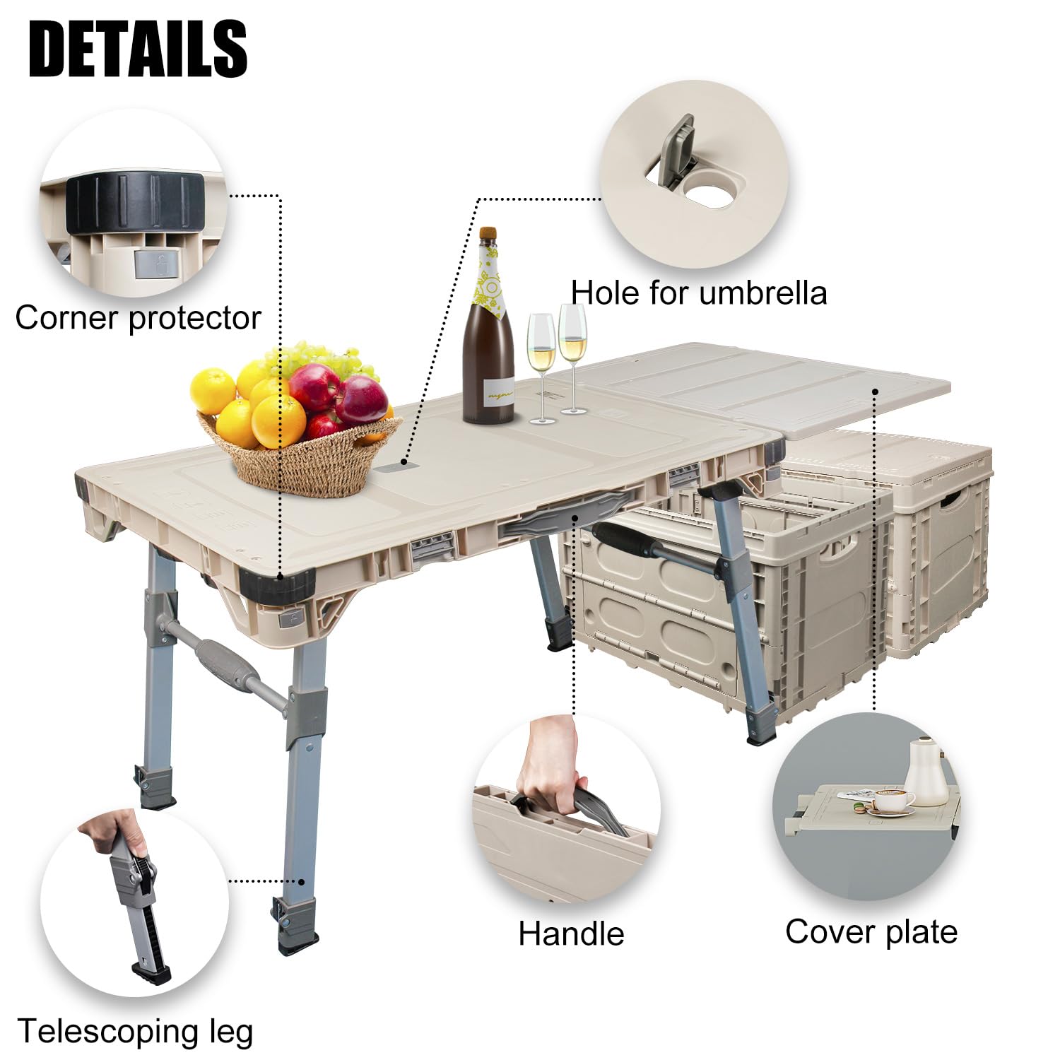 3-in-1 Folding Camping Wagon with Swivel Wheels - Portable Utility Cart for Outdoor, Picnic, Shopping & Travel | Multi-Purpose Platform Truck with 2 Crates | Perfect for Camping Trips, Beach Days & Grocery Hauling