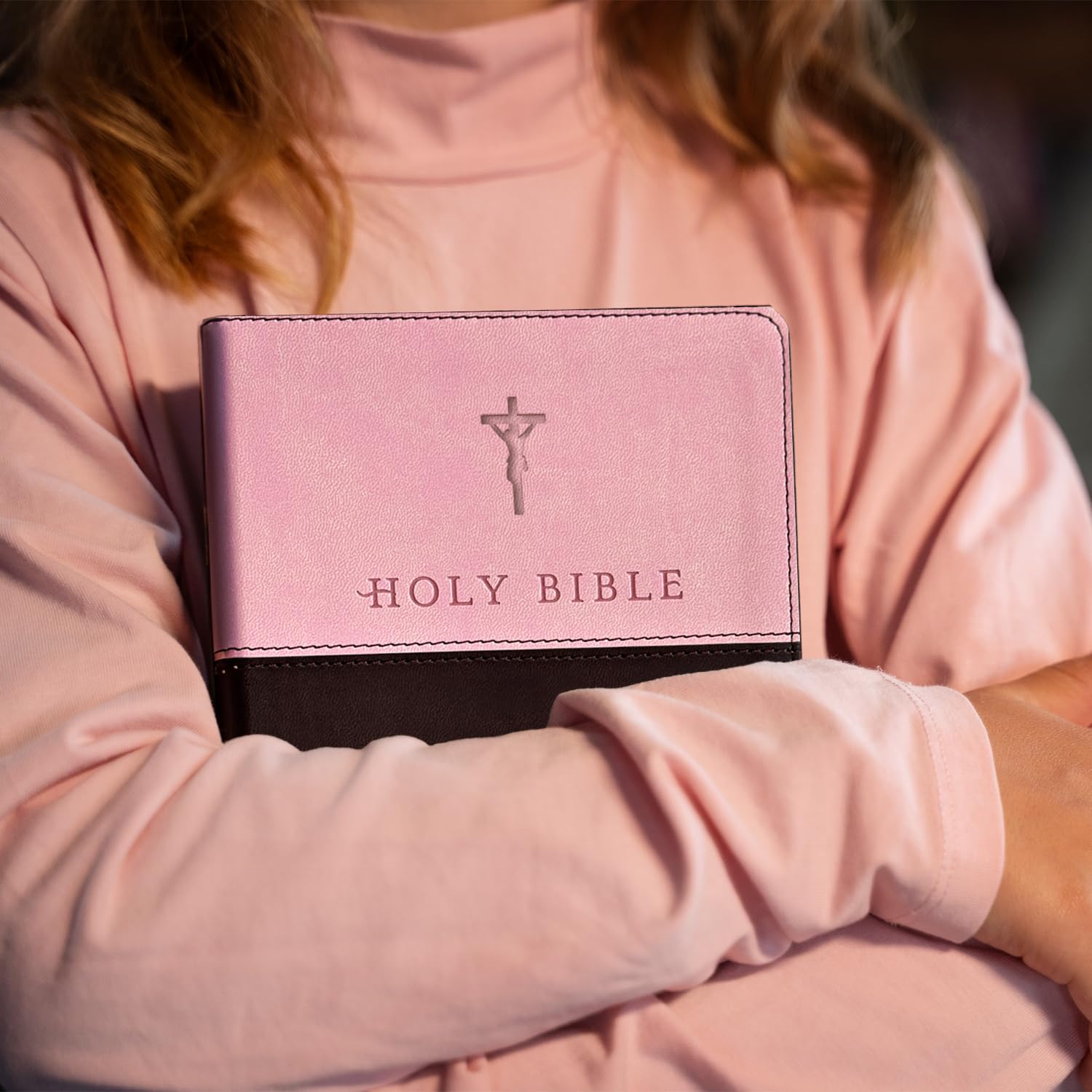 Personalized Engraved Name Bible - NLT New Living Translation Version, Peony Pink Faux Leather Cover, Giant Print Personal Size - Perfect Gift for Baptism, Confirmation, or Daily Devotion